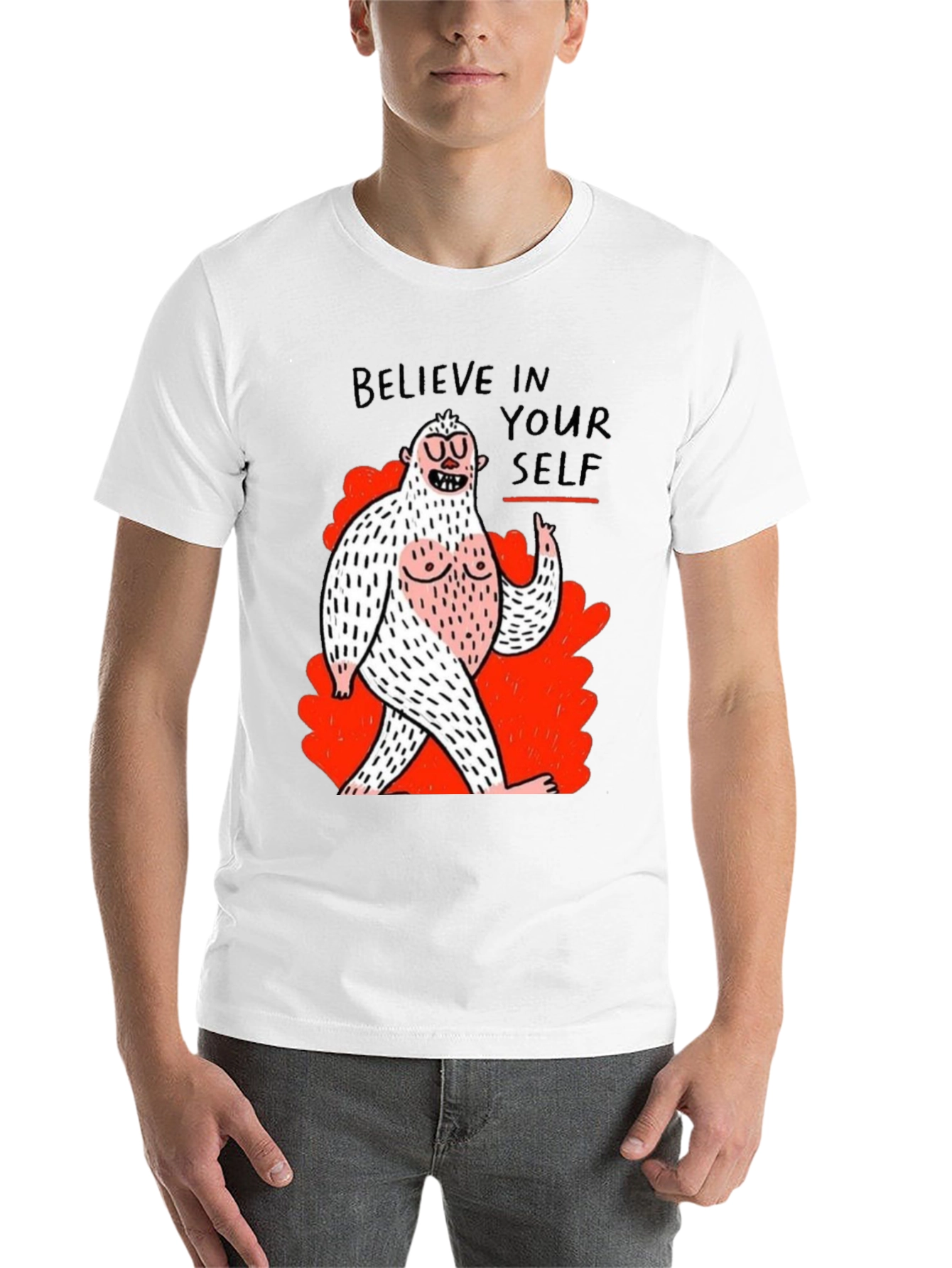 Black Believe In Yourself Funny Graphic Tee view 14