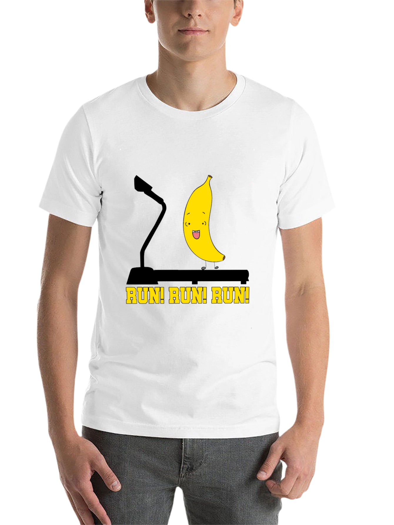 Black Run Banana Run Funny Graphic Tee view 14