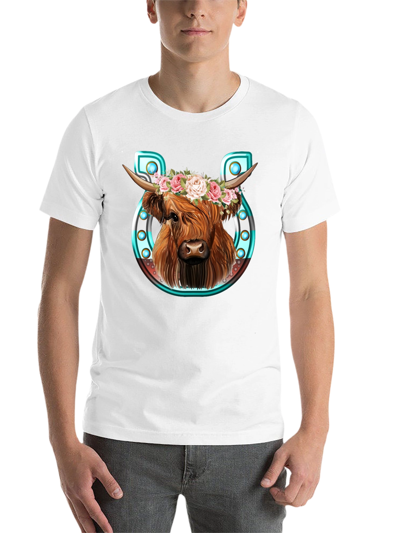 Black Highland Cow Flower Crown Graphic Tee view 14
