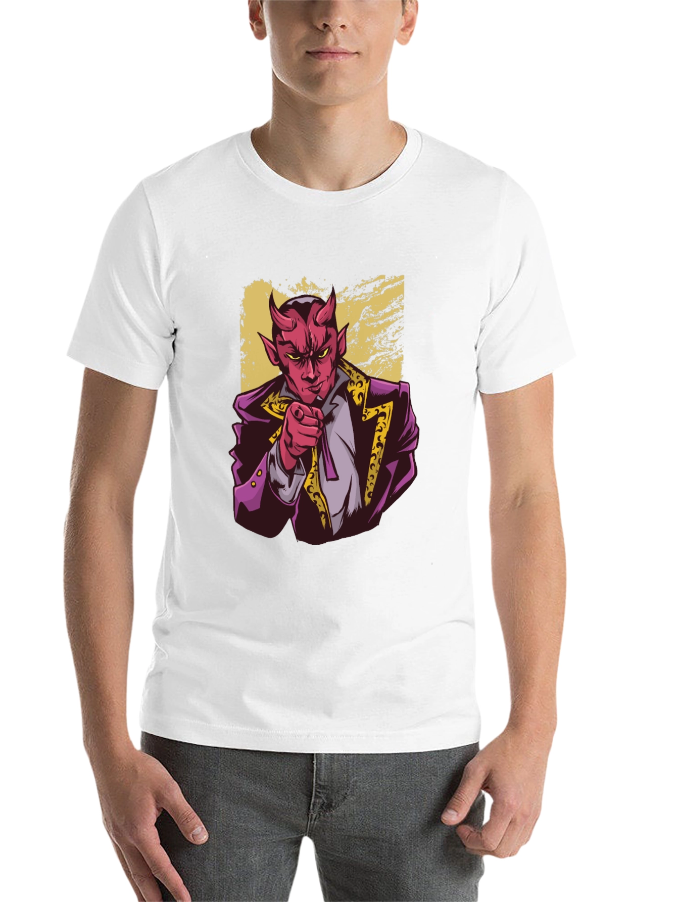 Black Devil Pointing Graphic Tee - Stylish Men's T-Shirt view 14