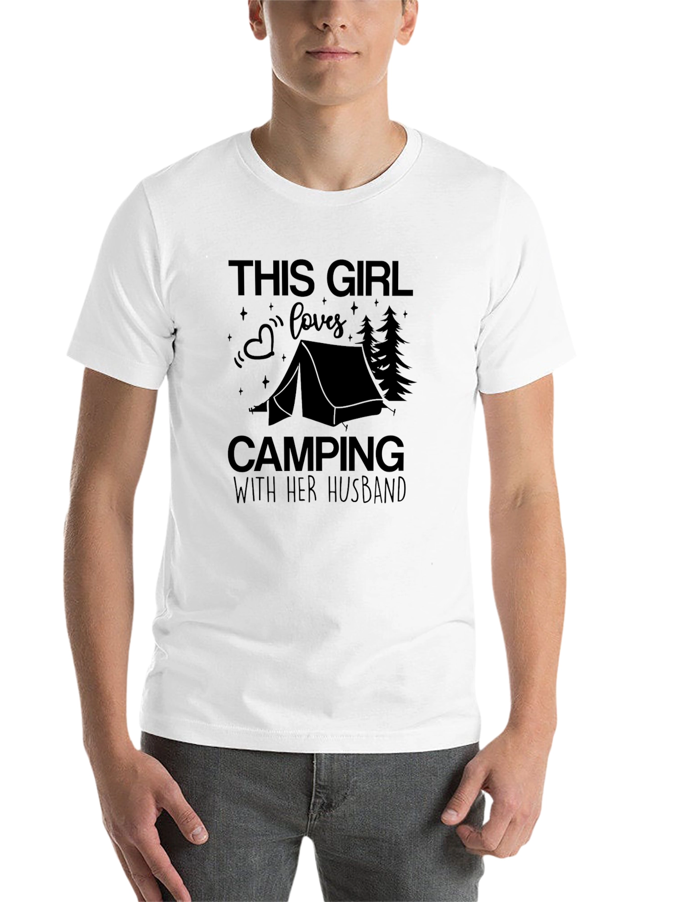 Black Camping Girl T-Shirt - "With Her Husband" Tee view 14