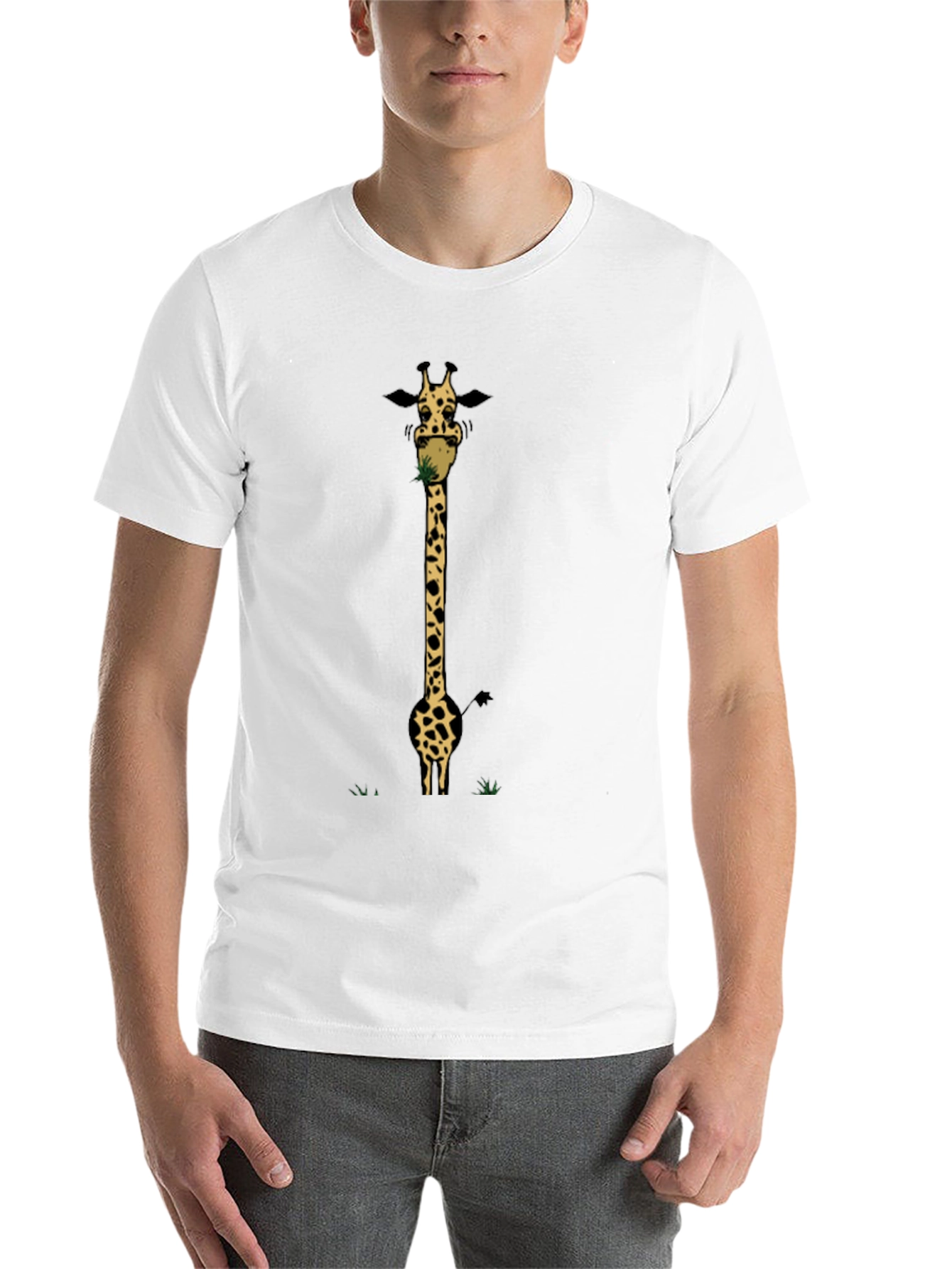 Black Giraffe Eating Grass Graphic Tee view 14