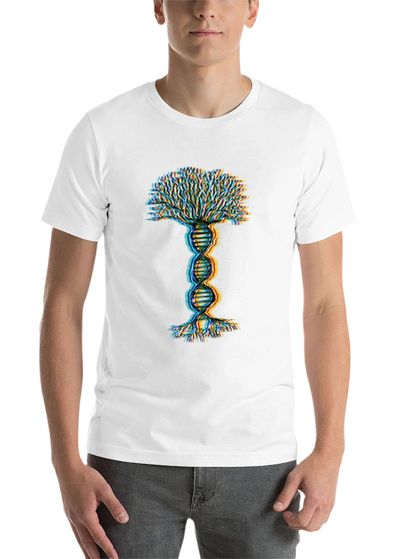 Black DNA Tree of Life Graphic Tee - Black view 14