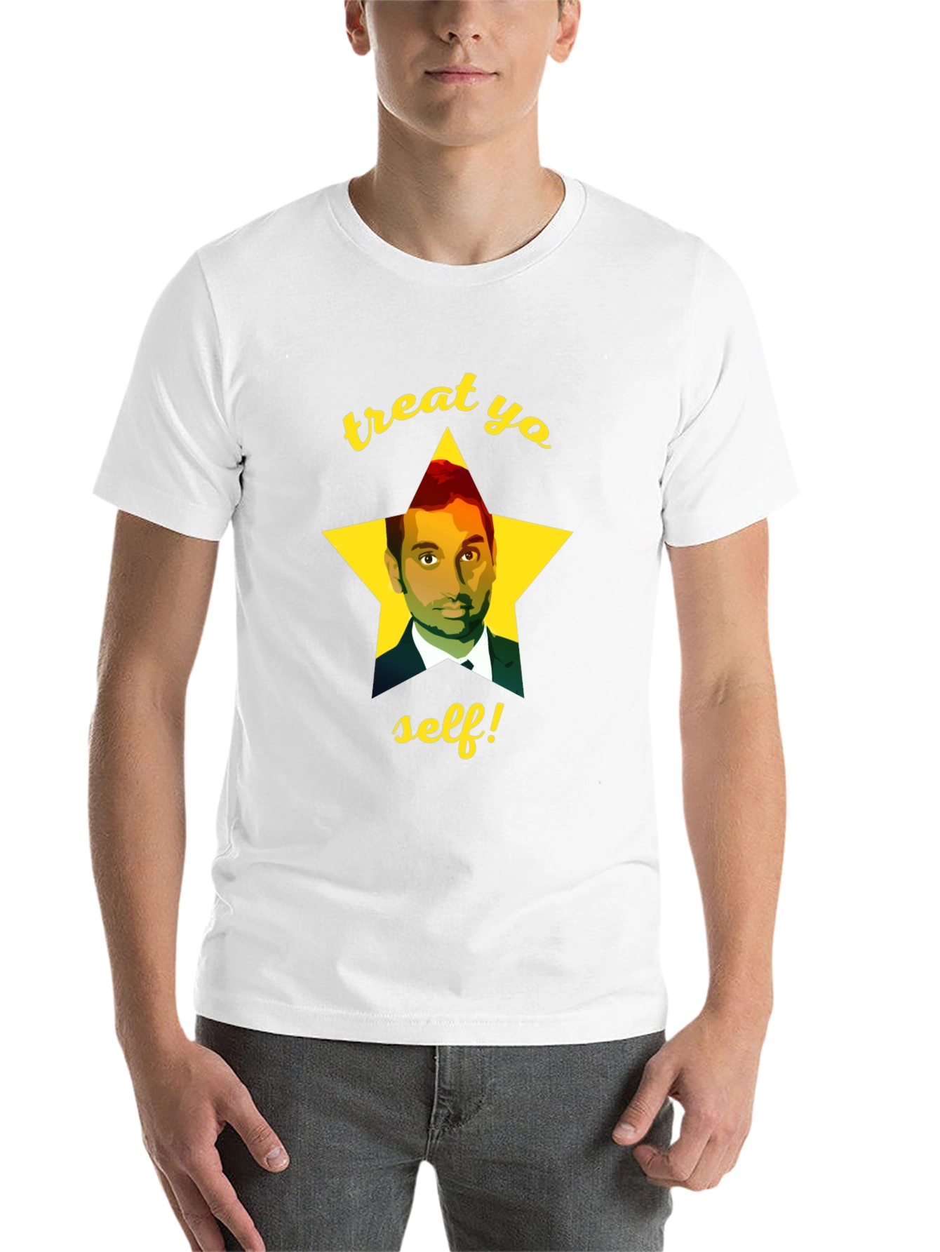 Black Treat Yo Self Aziz Ansari T-Shirt view 14