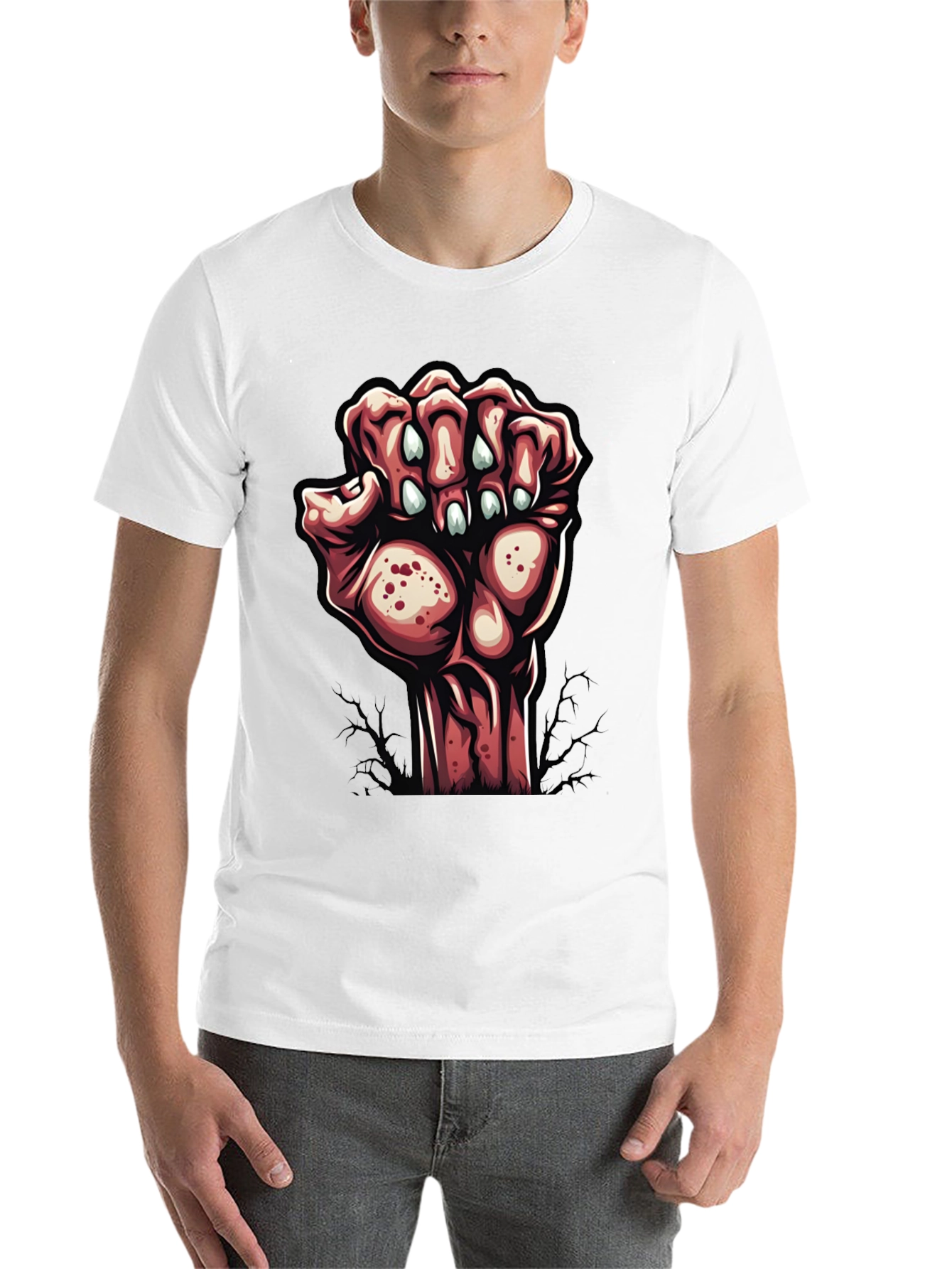 Black Zombie Hand Graphic Tee - Unique Halloween Style view 14