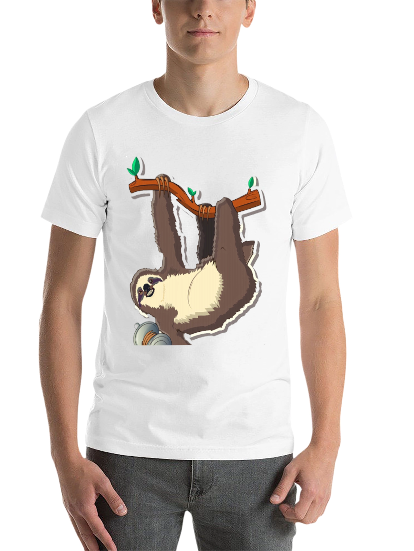 Black Sloth on Branch Graphic T-Shirt - Men's Black Tee view 14