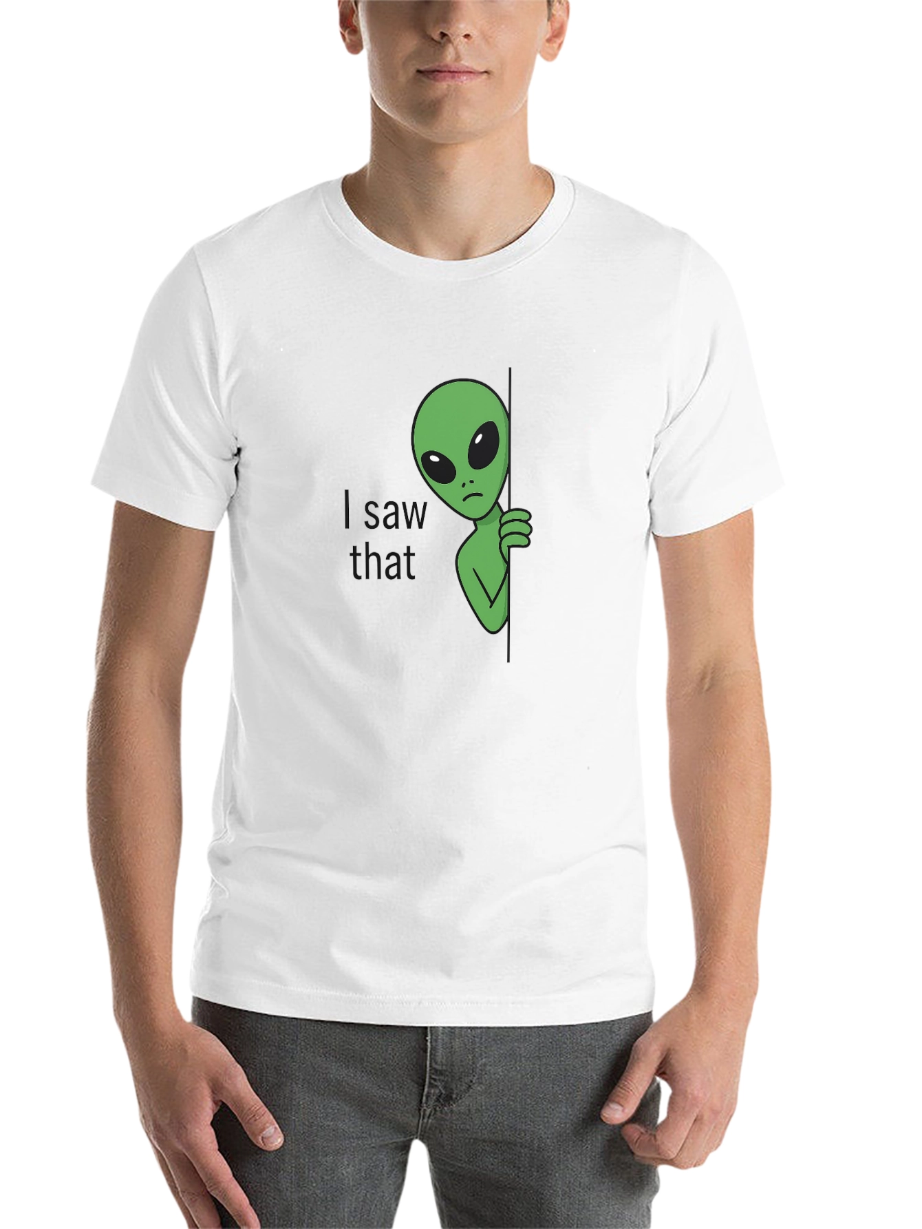 Black I Saw That Alien Graphic Tee - Black Cotton Blend view 14