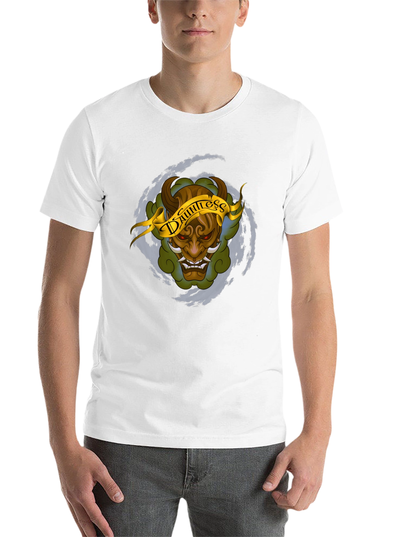 Black Dauntless Oni Mask Graphic T-Shirt view 14