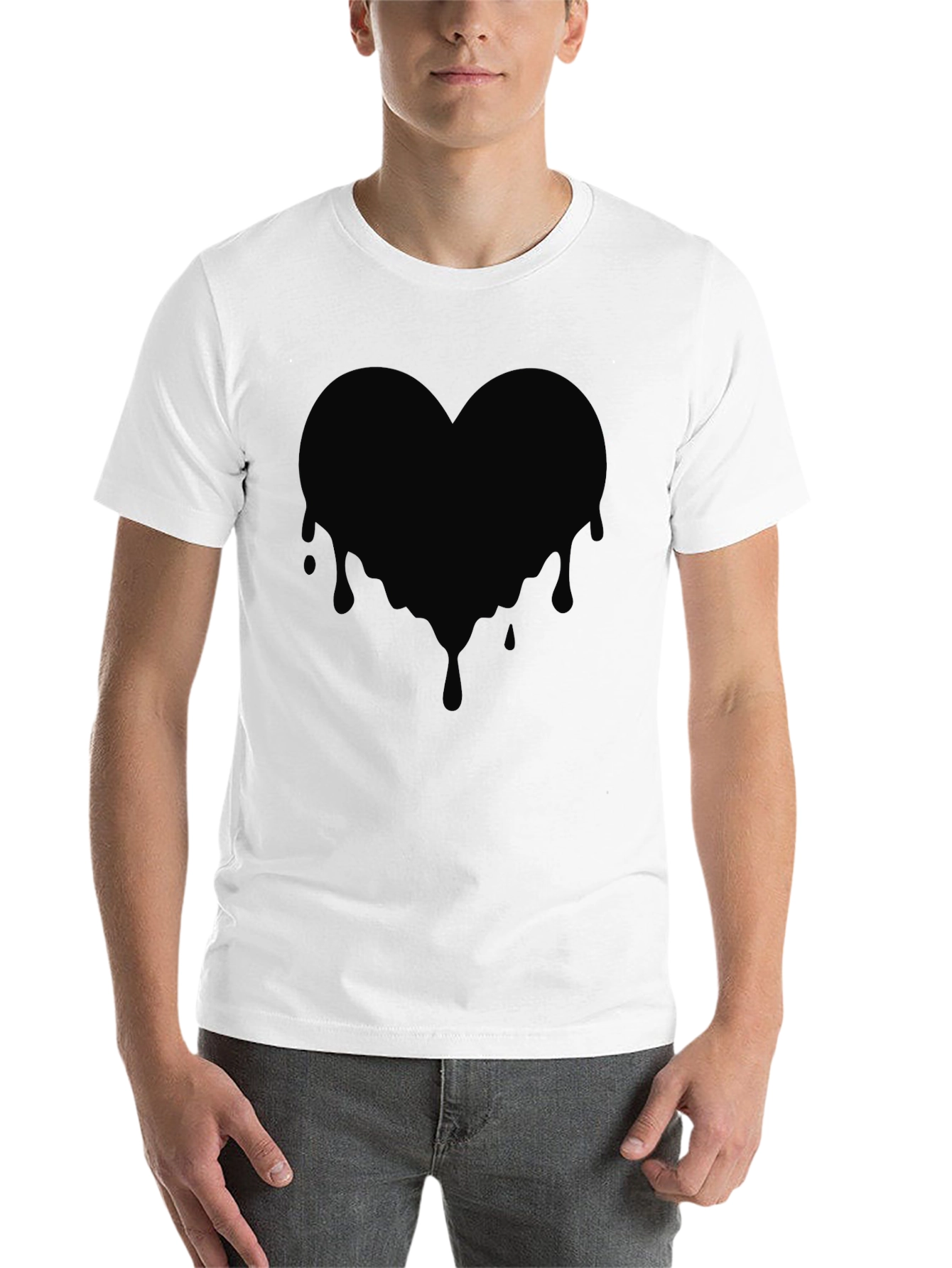 Black Melting Heart Graphic Tee - Black Cotton T-Shirt view 14