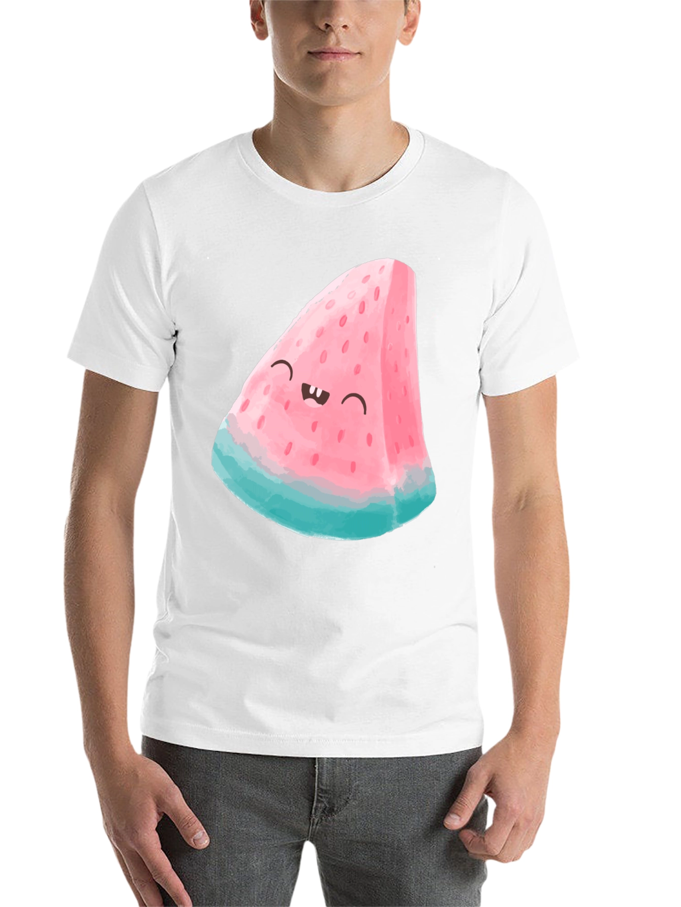 Black Funny Watermelon Slice Graphic Tee - Black view 14