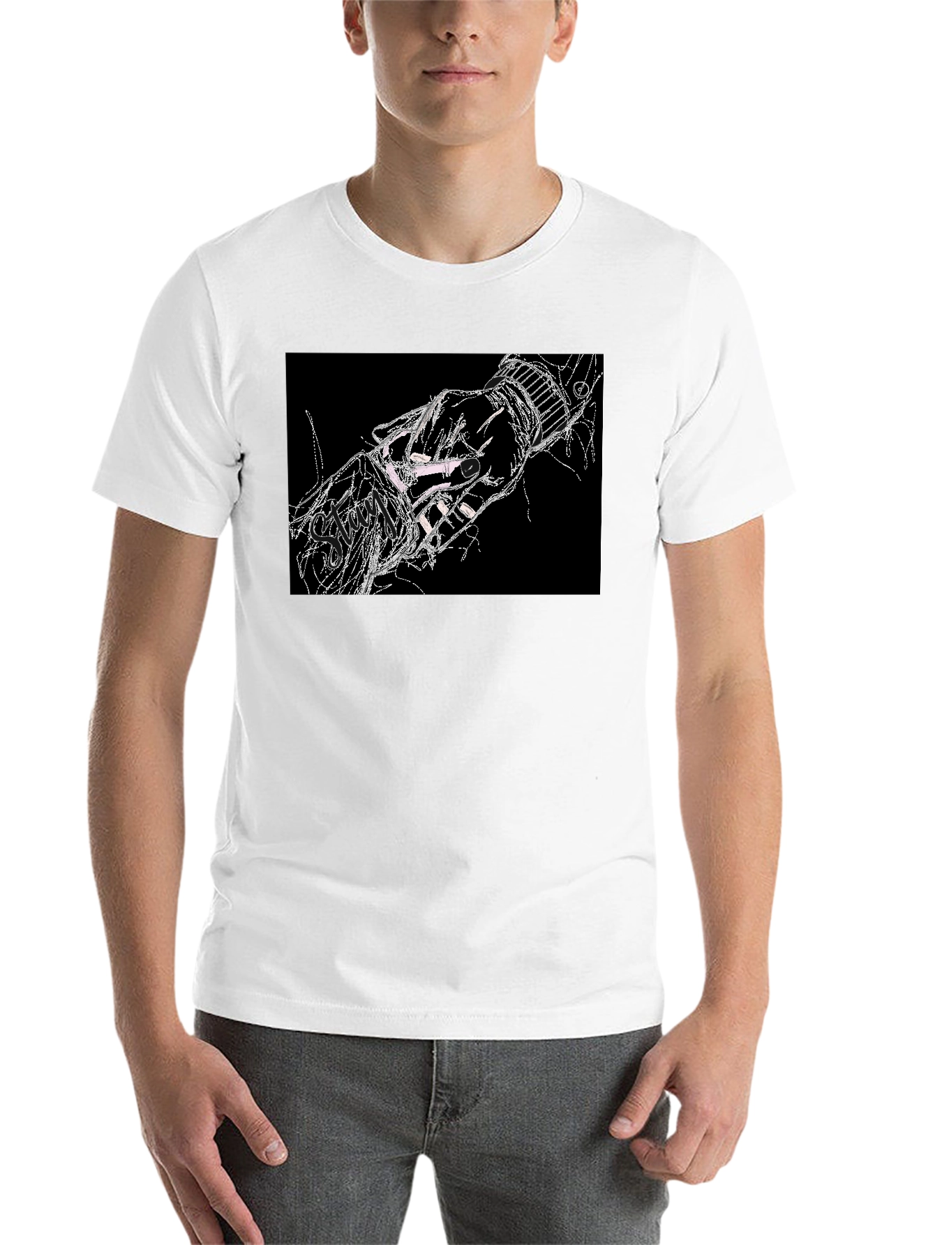 Black Abstract Hand Graphic Black T-Shirt view 14