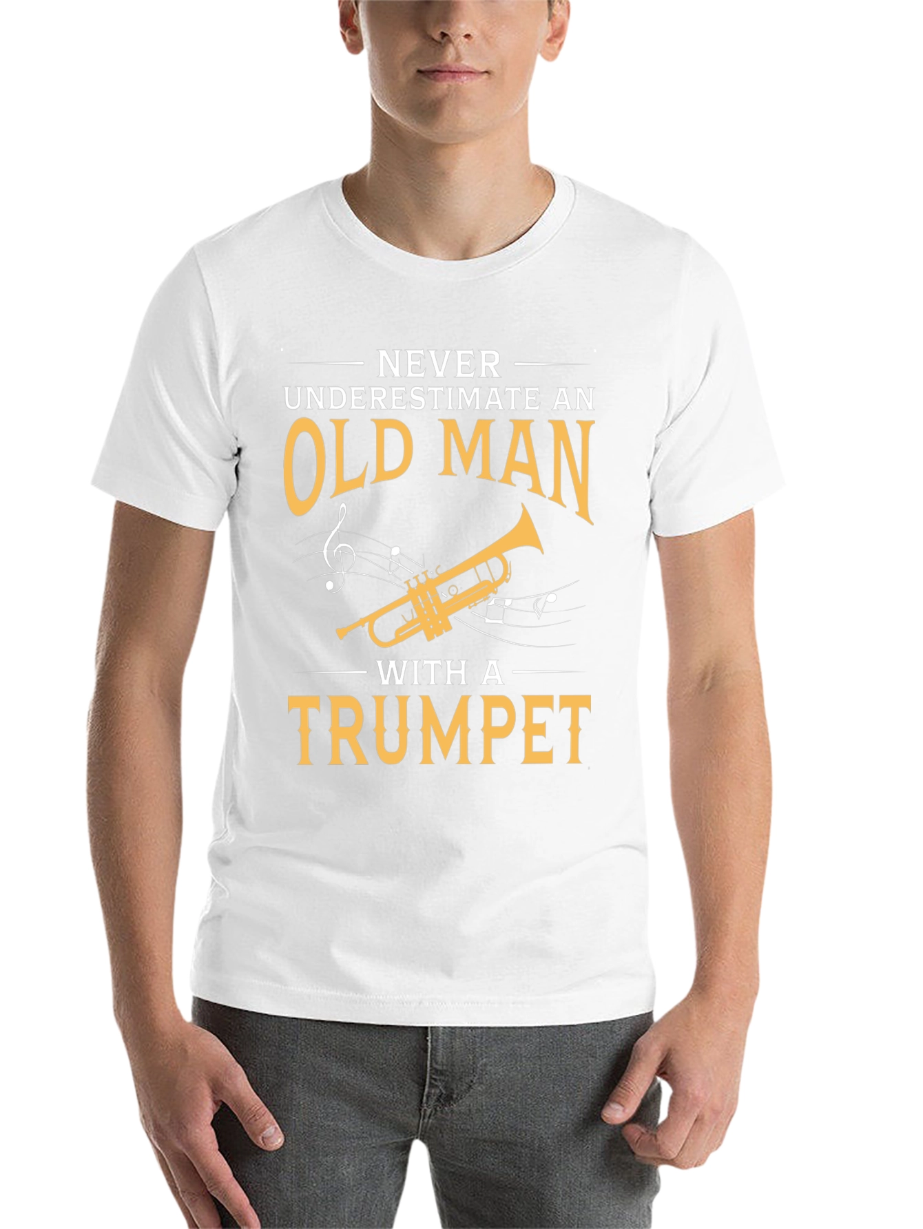 Black Never Underestimate Old Man with Trumpet T-Shirt view 14