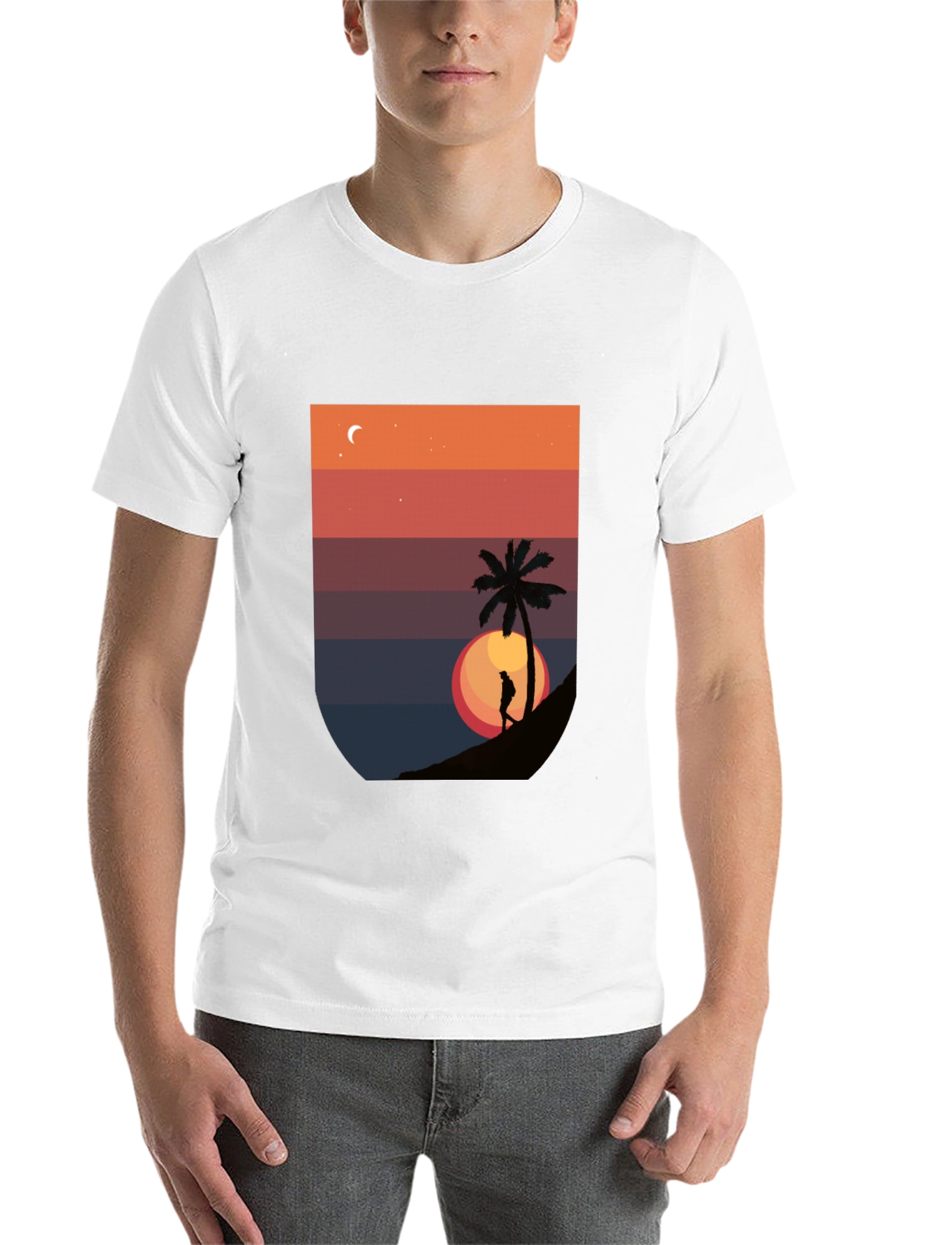 Black Sunset Palm Graphic T-Shirt - Men's Black Tee view 14