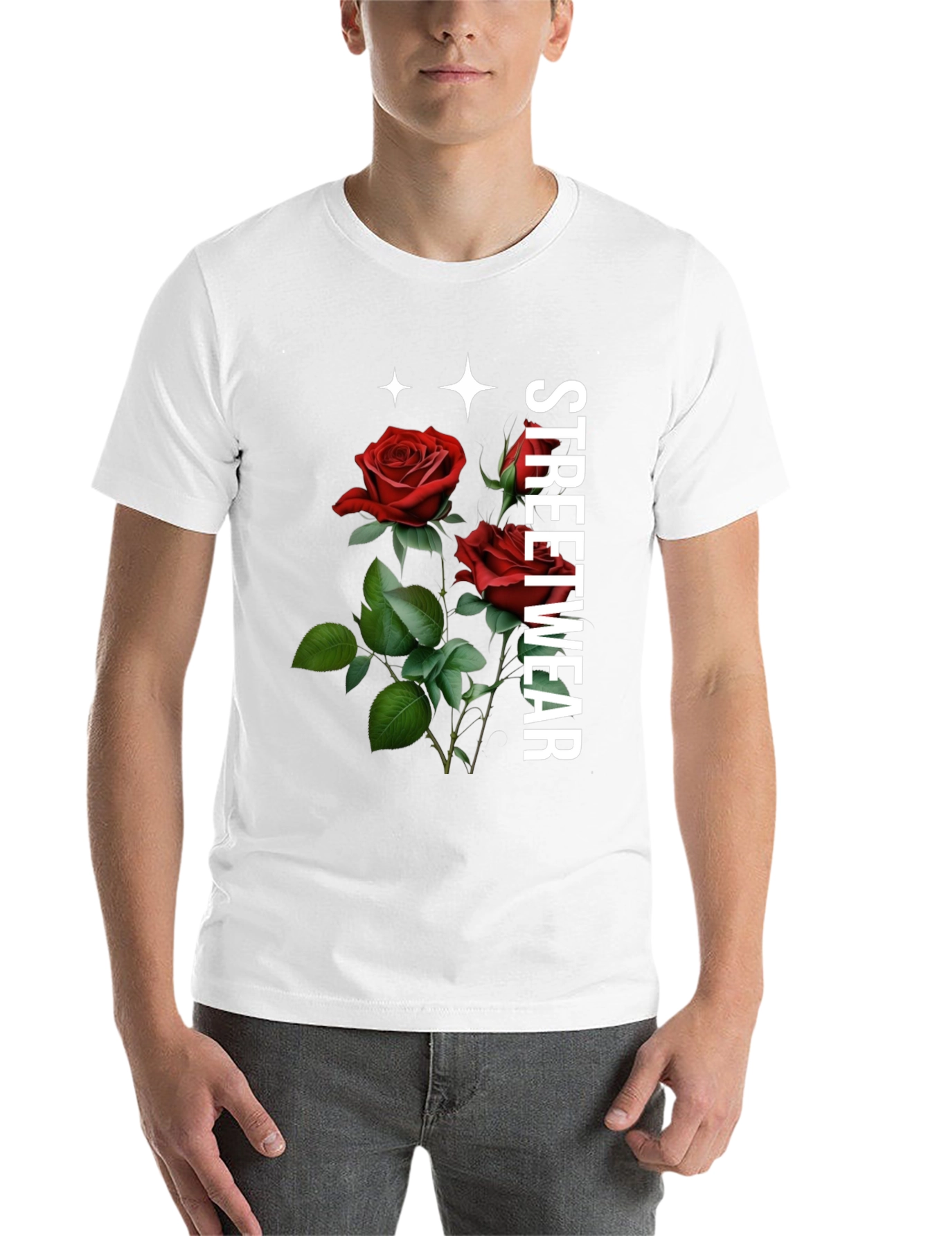 Black Streetwear Rose Graphic Tee - Classic Black view 14