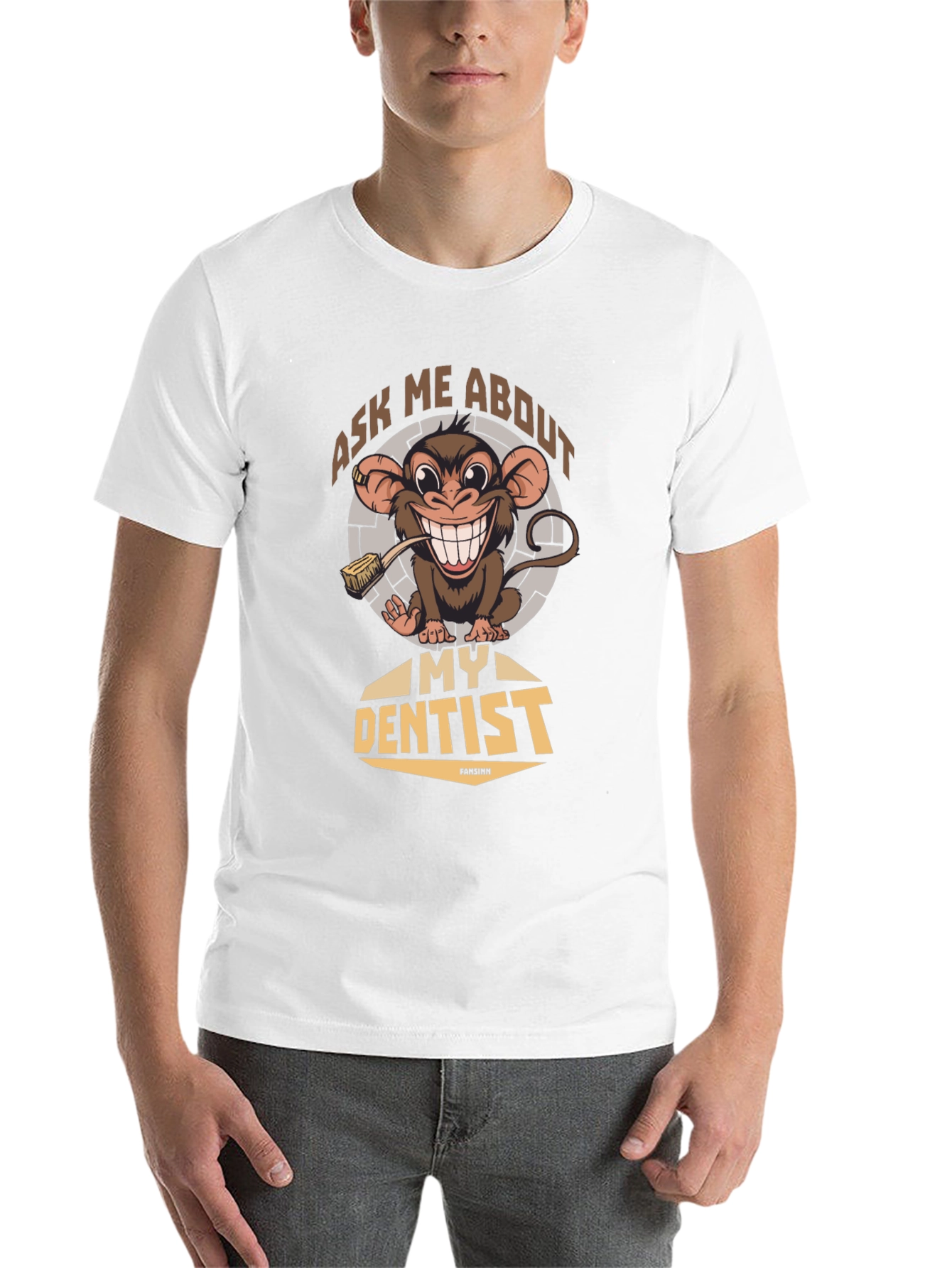 Black Funny Monkey Dentist T-Shirt - Ask Me About My Dentist view 14