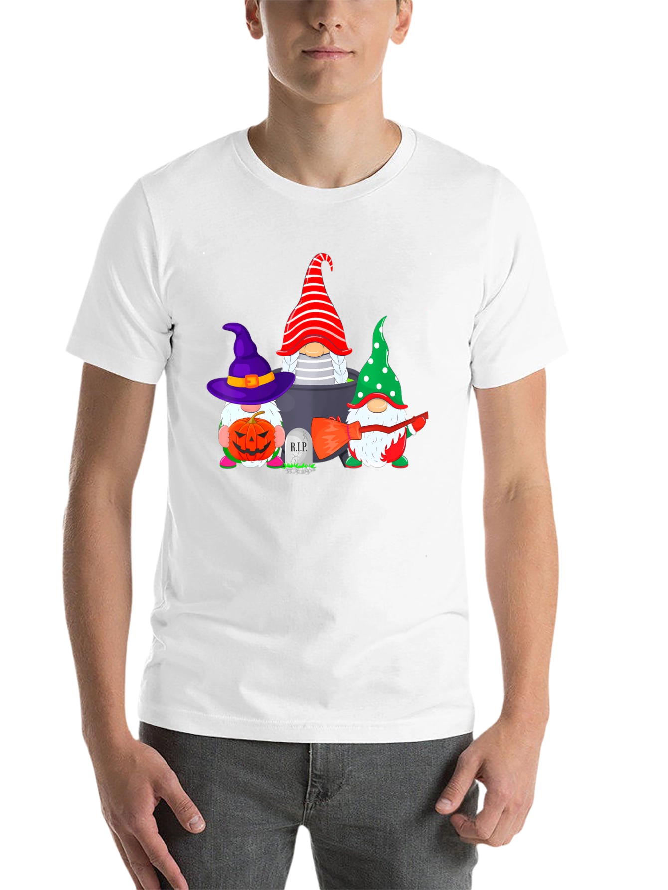 Black Halloween Gnomes Black T-Shirt view 14