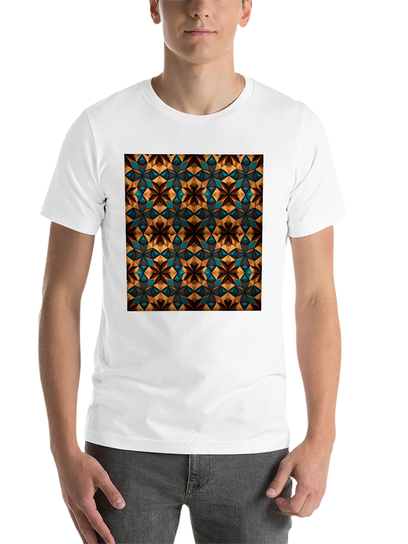 Black Geometric Pattern T-Shirt - Stylish Black Tee view 14