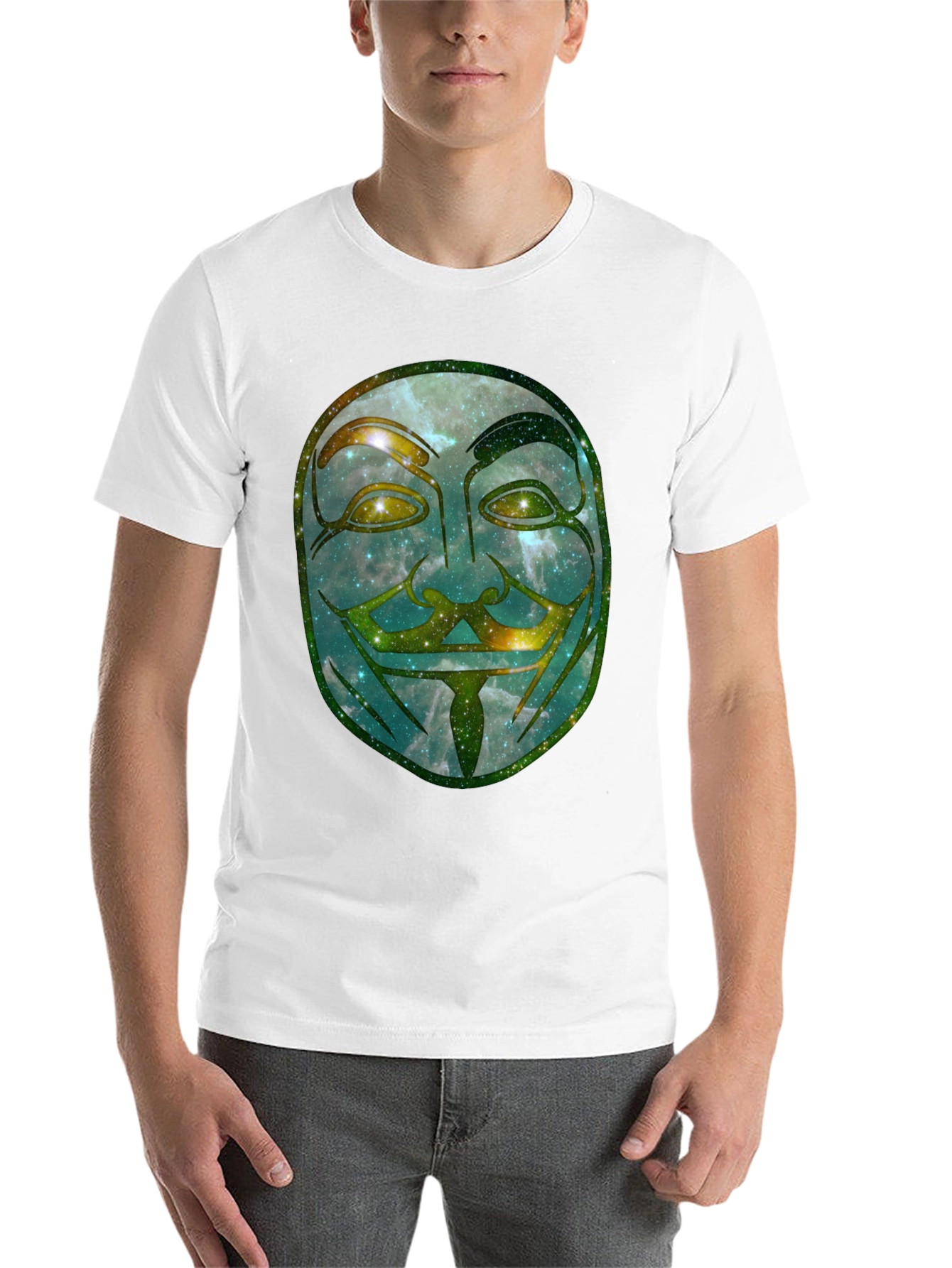 Black V for Vendetta Galaxy Mask Graphic Tee - Men's Black T-Shirt view 14