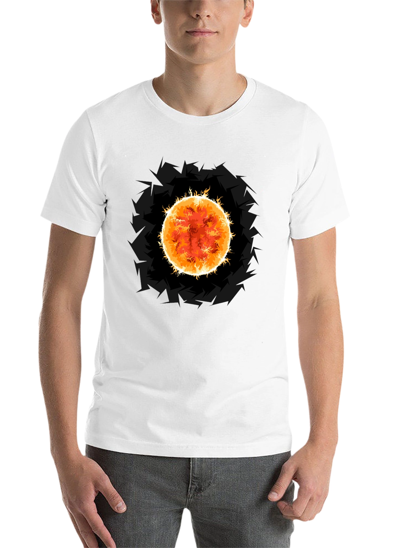 Black Solar Flare Graphic Tee - Premium Black Cotton T-Shirt view 14