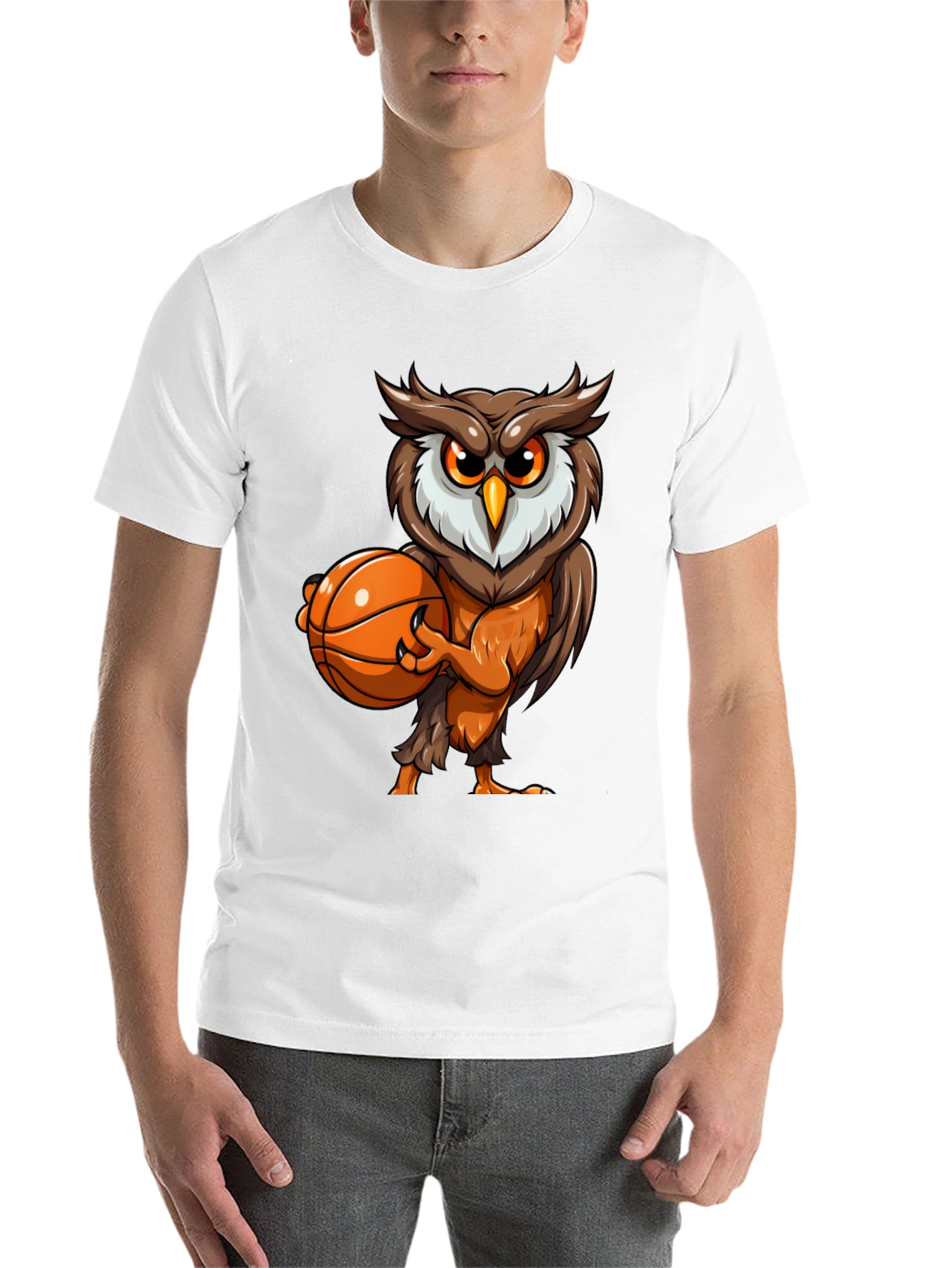 Black Owl Basketball Graphic Tee - Black Cotton T-Shirt view 14