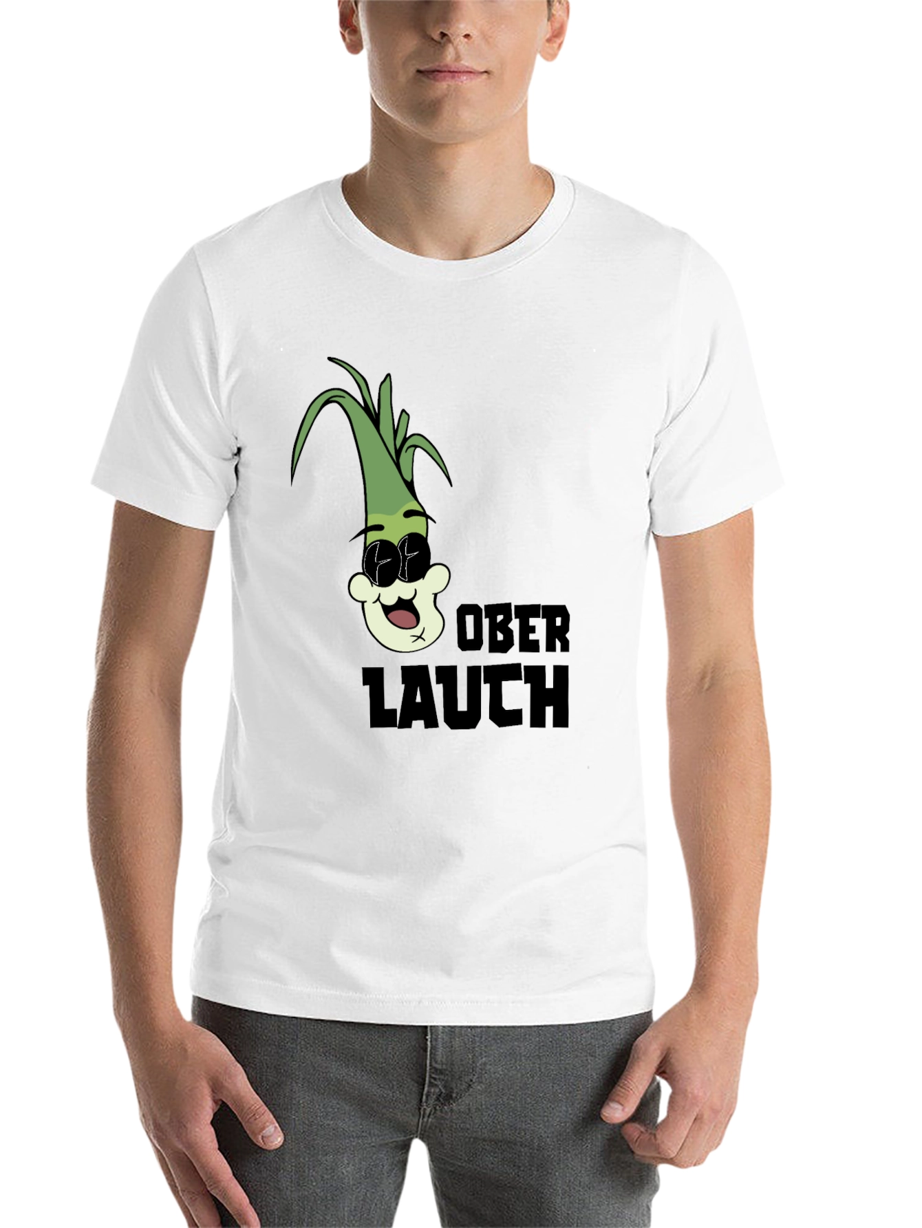 Black Oberlauch Funny Cartoon Leek Graphic T-Shirt view 14