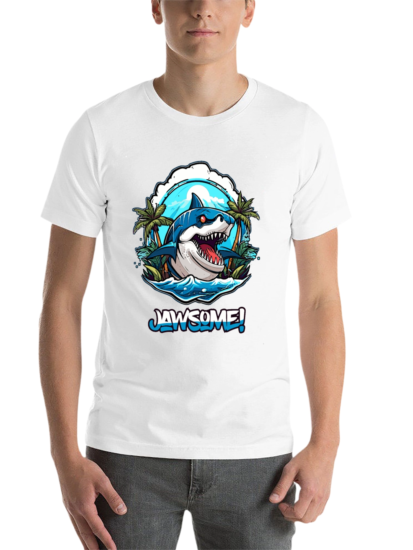 Black Jawsome Shark Graphic Tee - Men's Black T-Shirt view 14