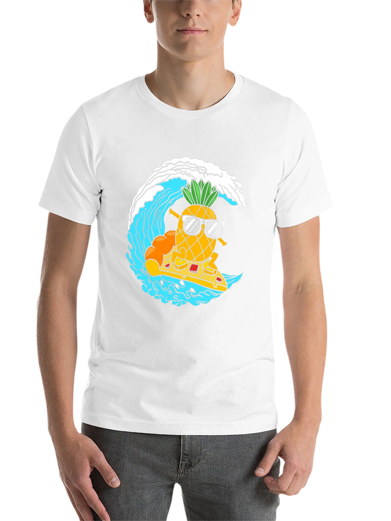 Black Surfing Pineapple Pizza T-Shirt view 14