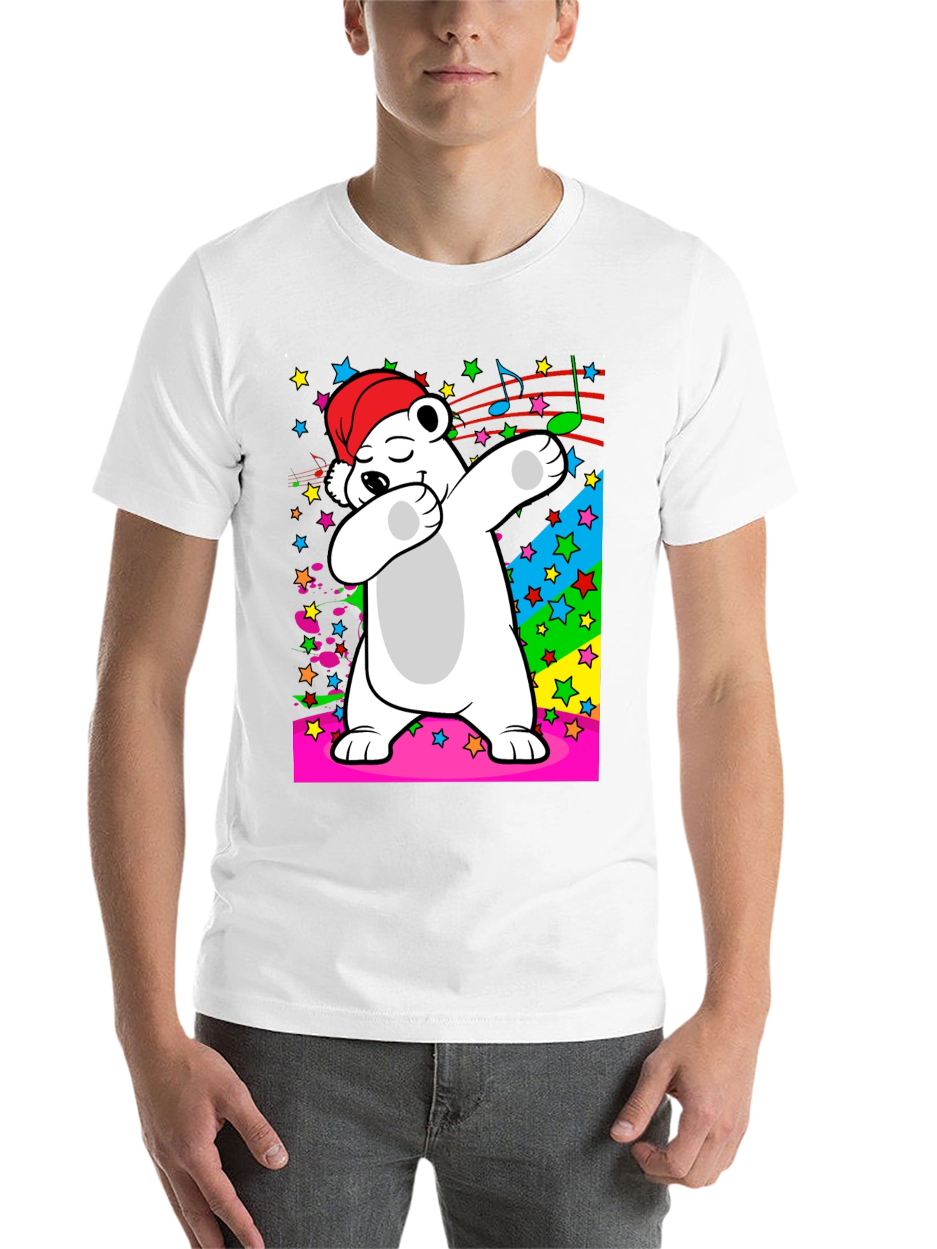 Black Dabbing Polar Bear T-Shirt - Fun Graphic Tee view 14