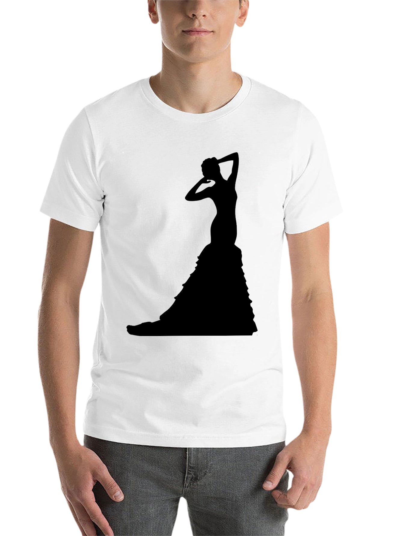 Black Elegant Silhouette Graphic T-Shirt - Black view 14