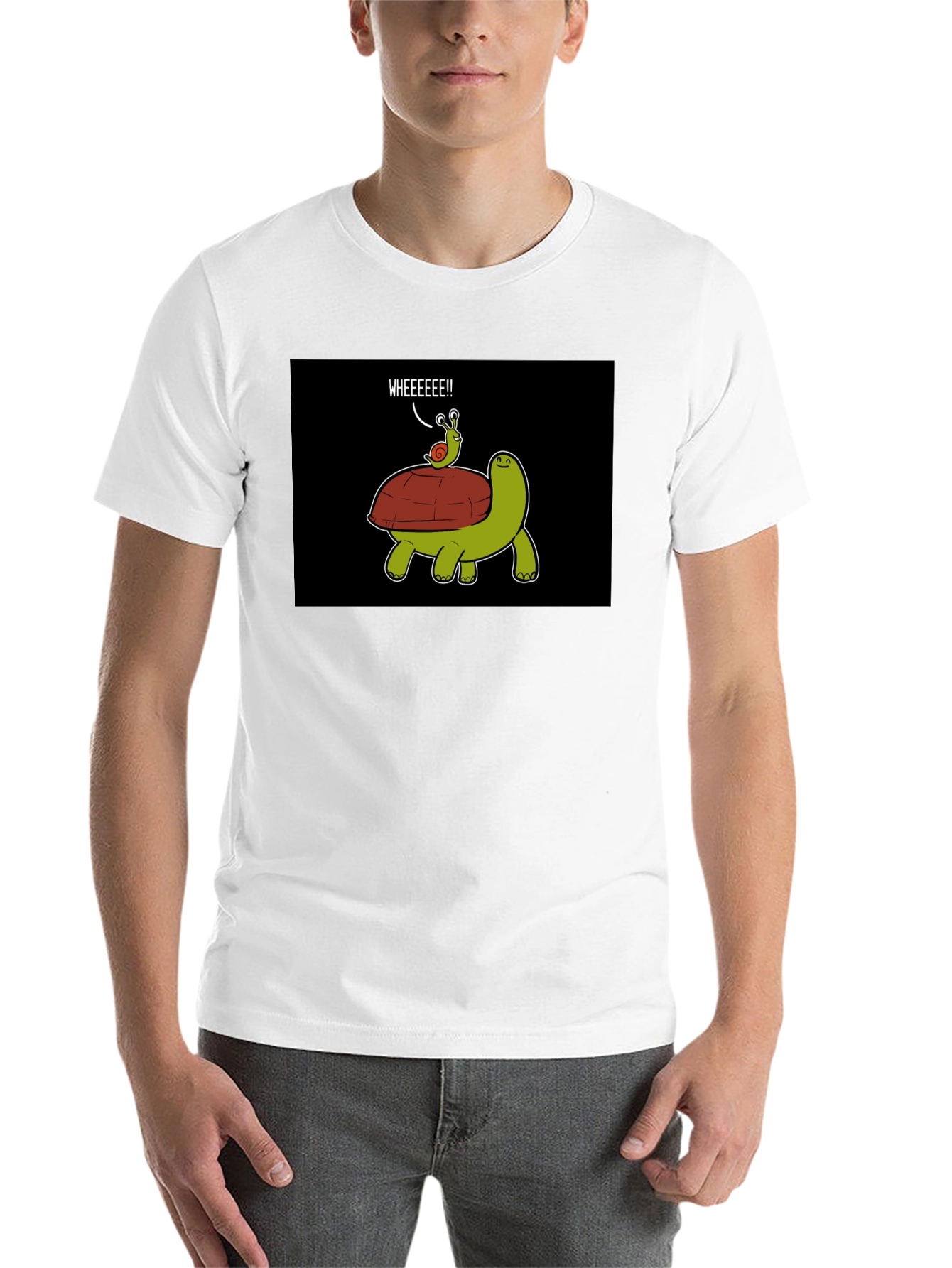 Black Funny Snail Riding Turtle T-Shirt view 14