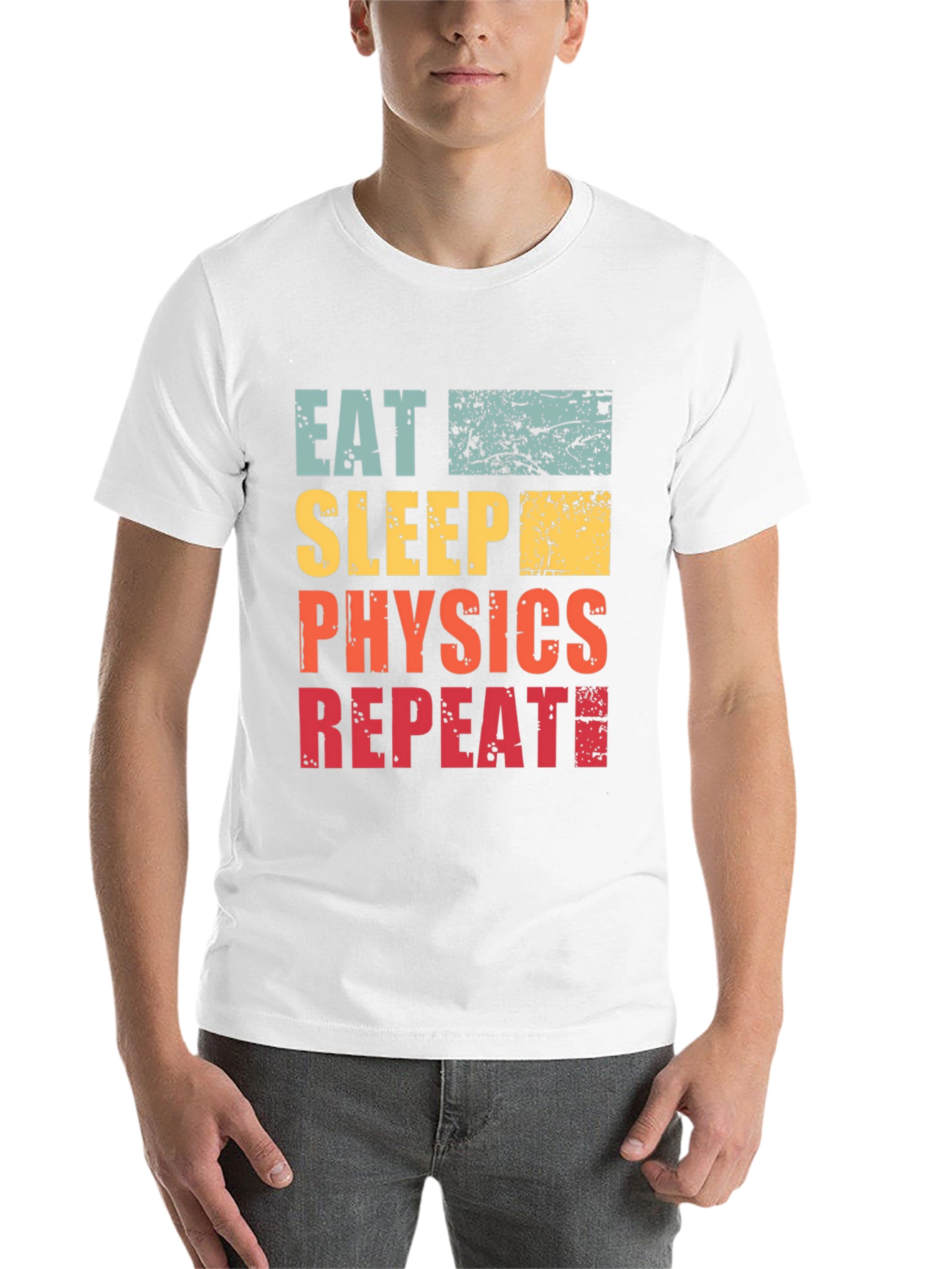 Black Eat Sleep Physics Repeat T-Shirt - Black Cotton Tee view 14