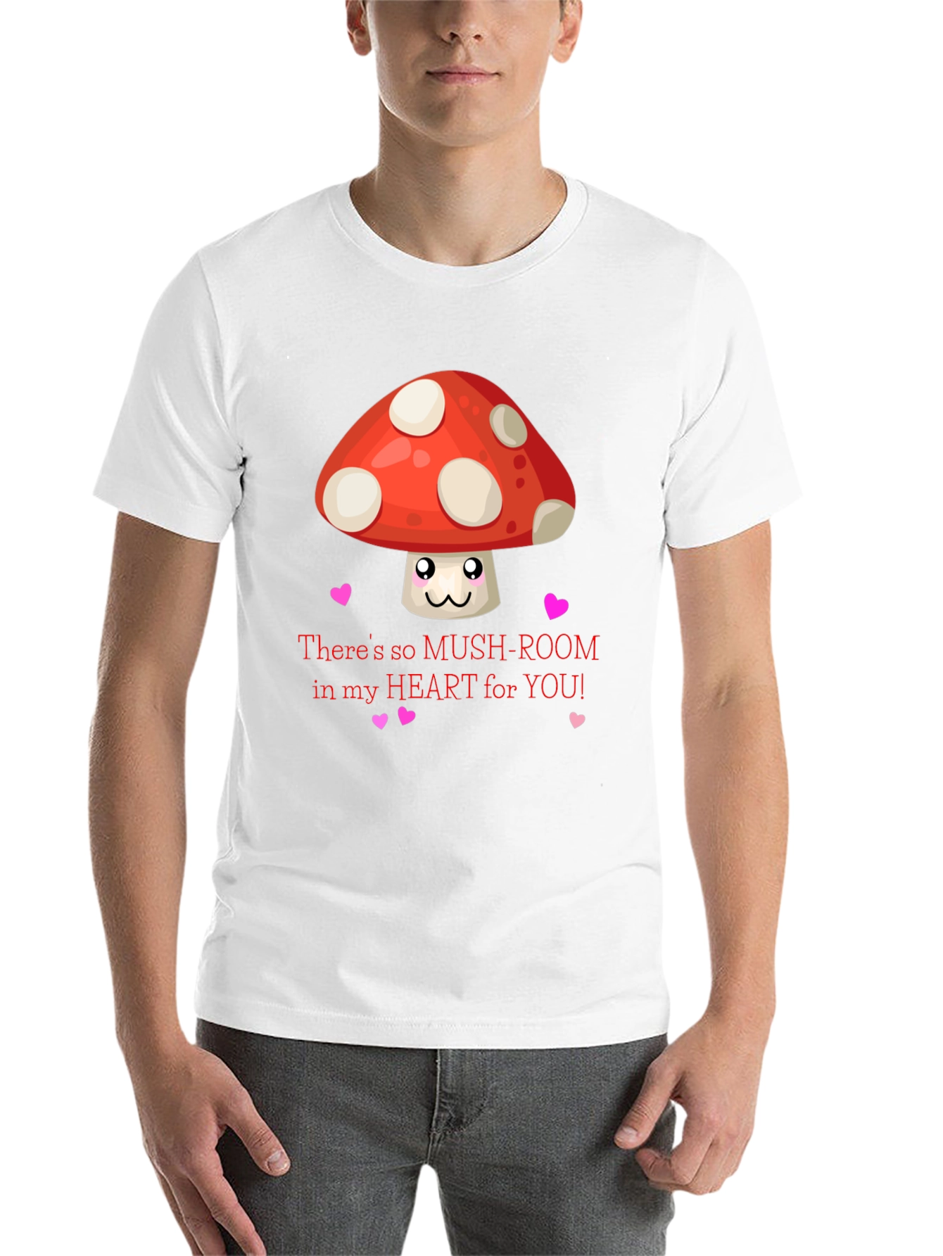 Black Mushroom Heart Valentine T-Shirt, Cute Love Tee view 14