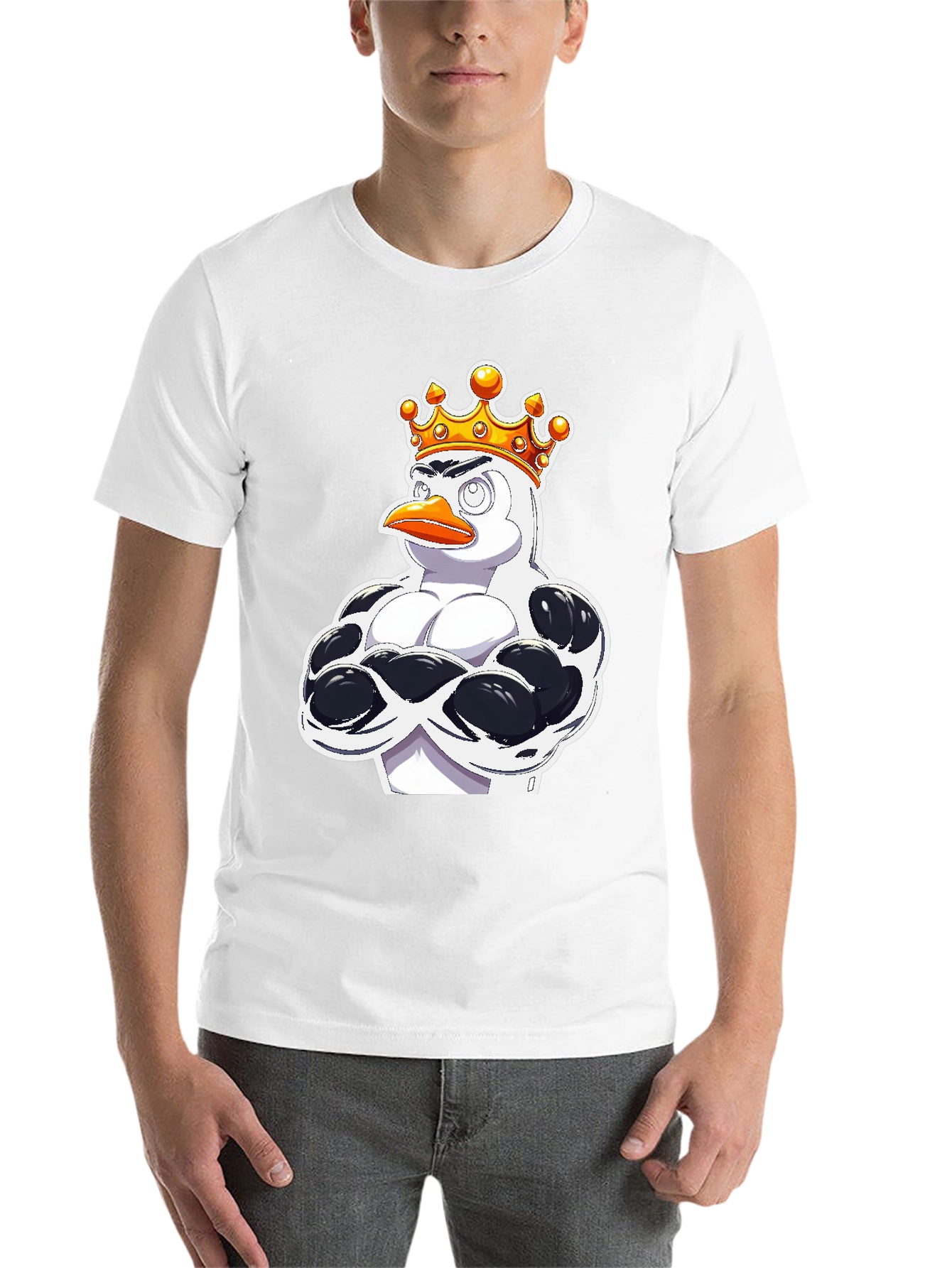 Black Penguin King Graphic T-Shirt - Black Cotton Tee view 14