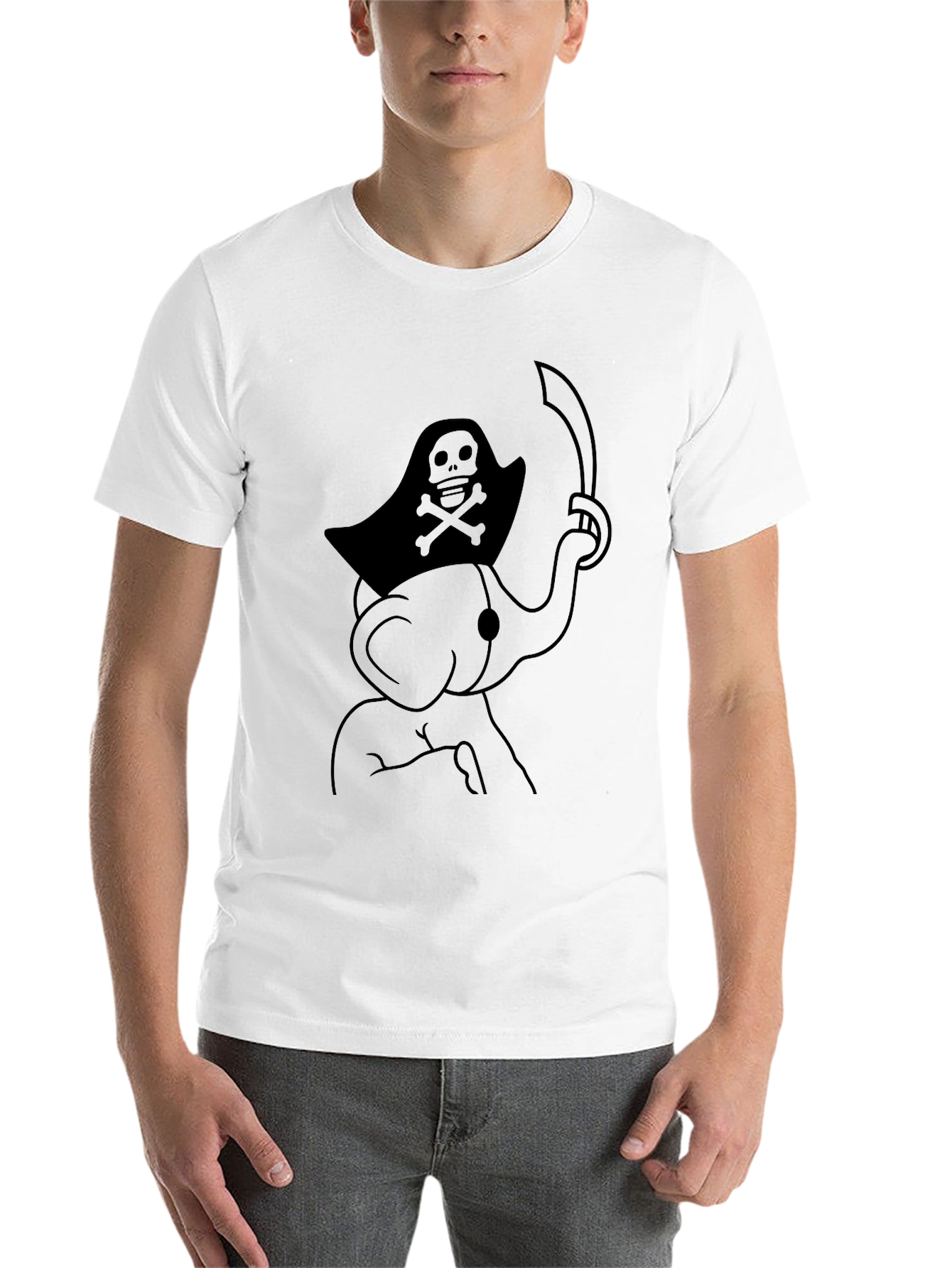 Black Pirate Elephant Graphic Tee - Men's Black T-Shirt view 14
