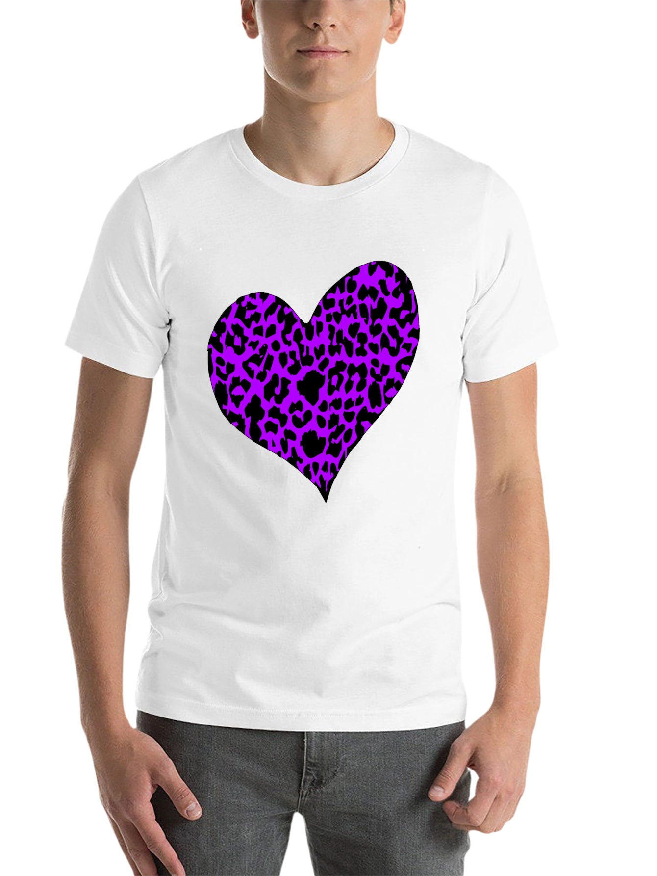 Black Leopard Print Heart Tee - Trendy Graphic T-Shirt view 14