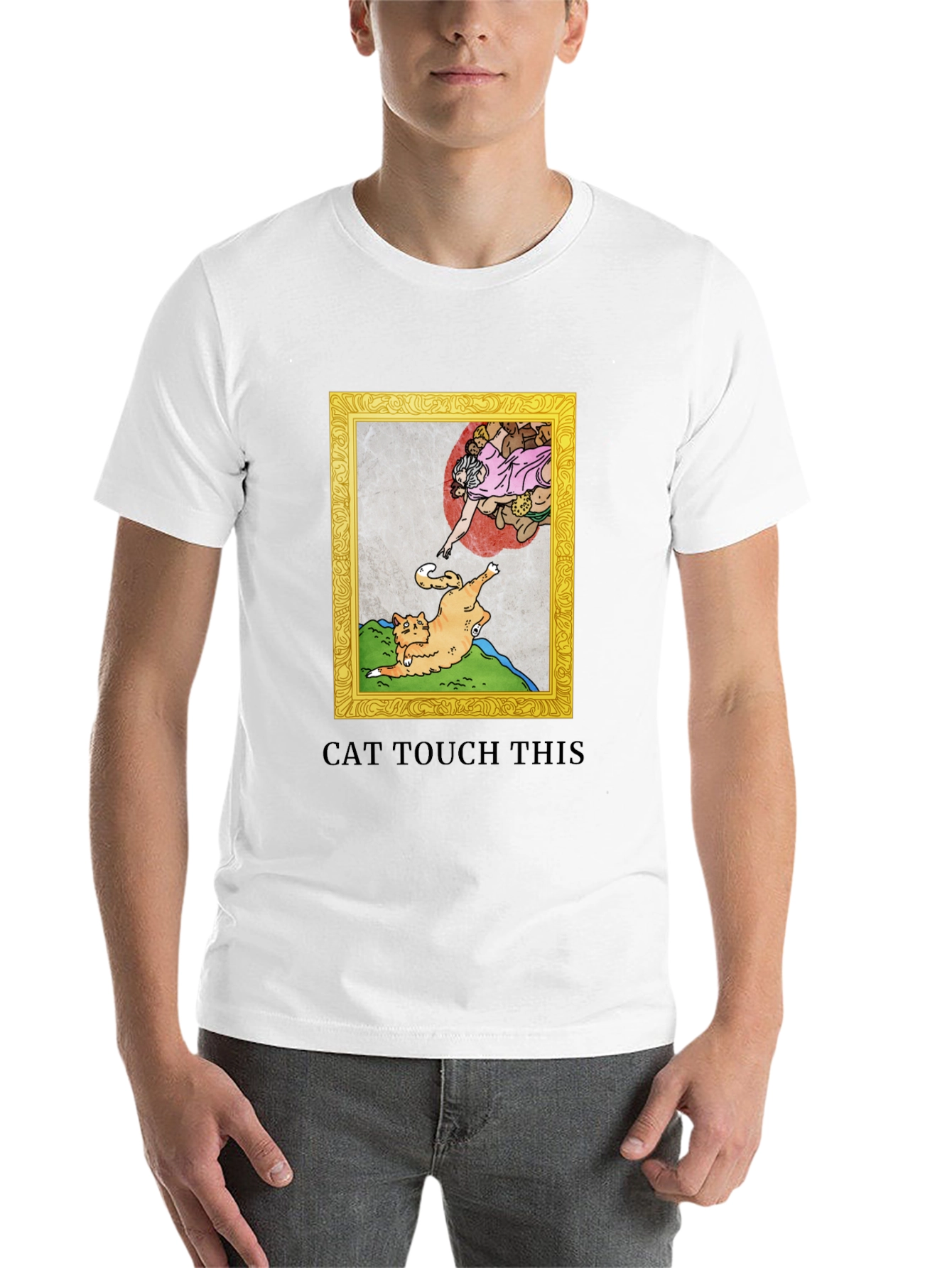 Black Cat Touch This T-Shirt Funny Michelangelo Spoof view 14