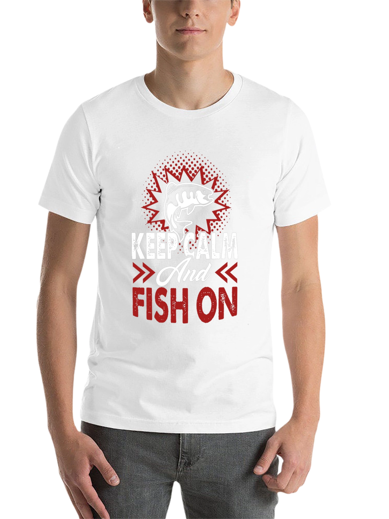 Black Keep Calm and Fish On T-Shirt view 14