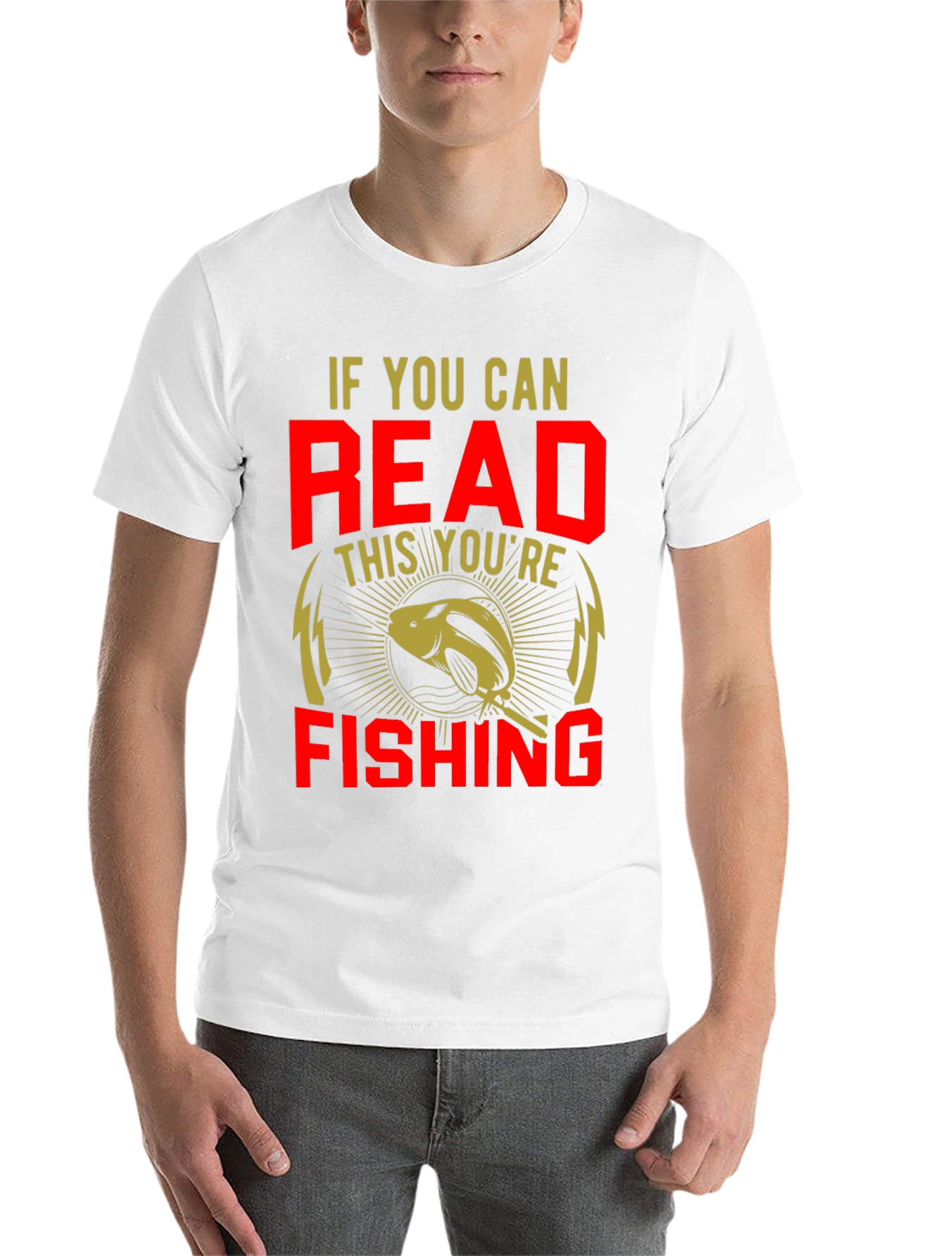 Black Funny Fishing T-Shirt - If You Can Read This You're Fishing view 14