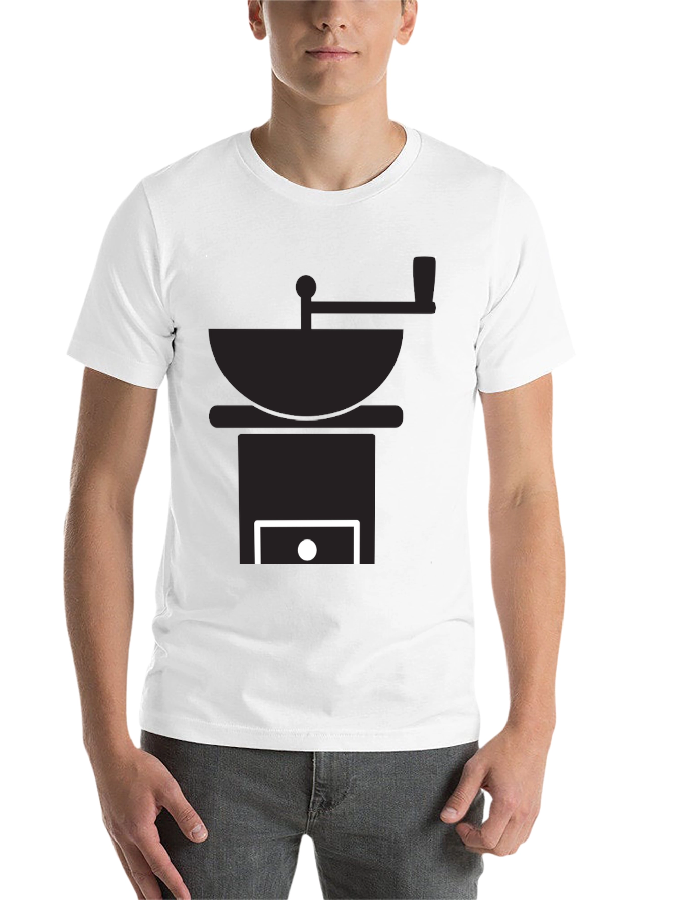 Black Coffee Grinder Graphic Tee - Black Cotton T-Shirt view 14