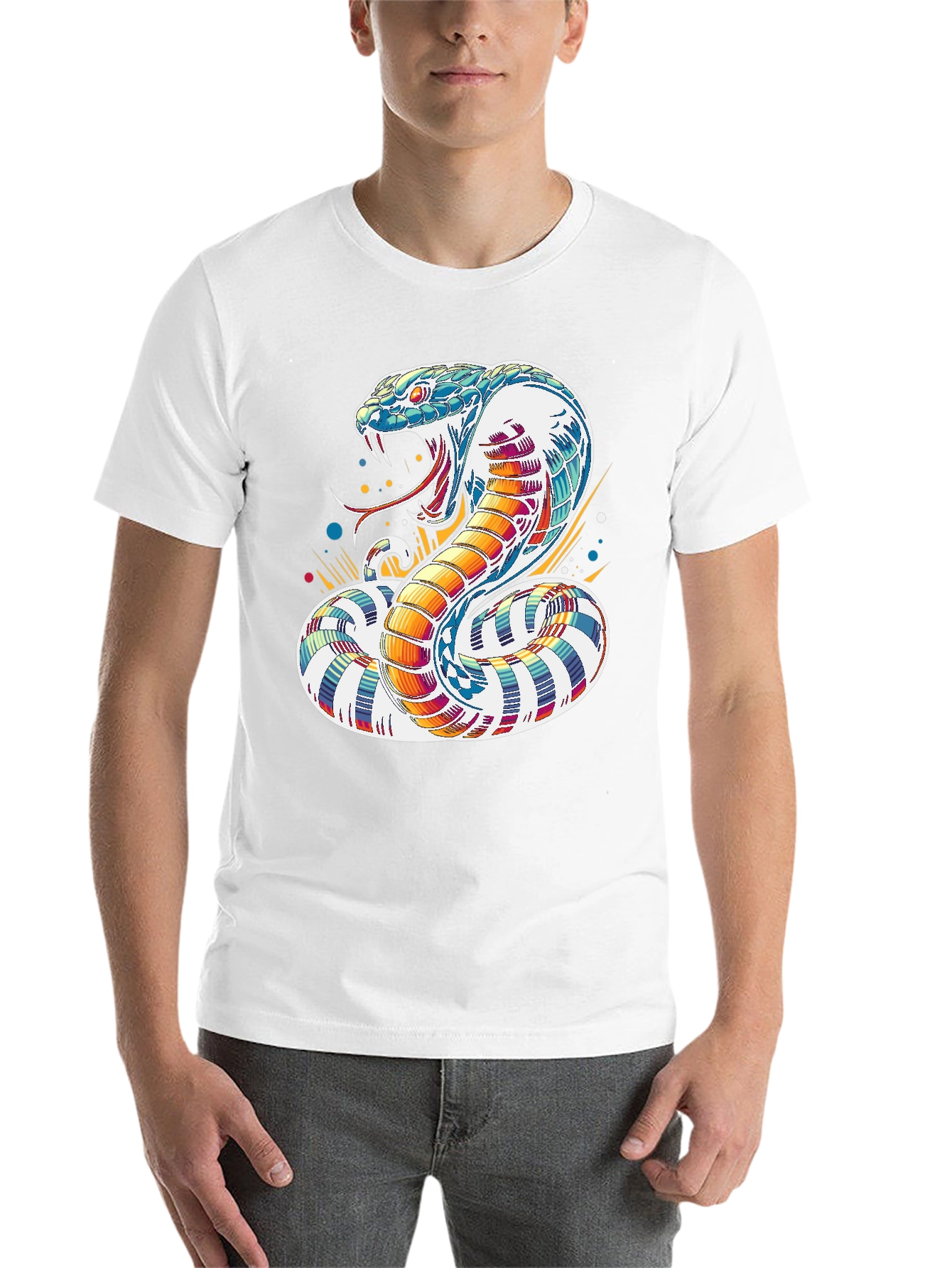 Colorful Cobra Graphic Tee - Men's Black T-Shirt - 14