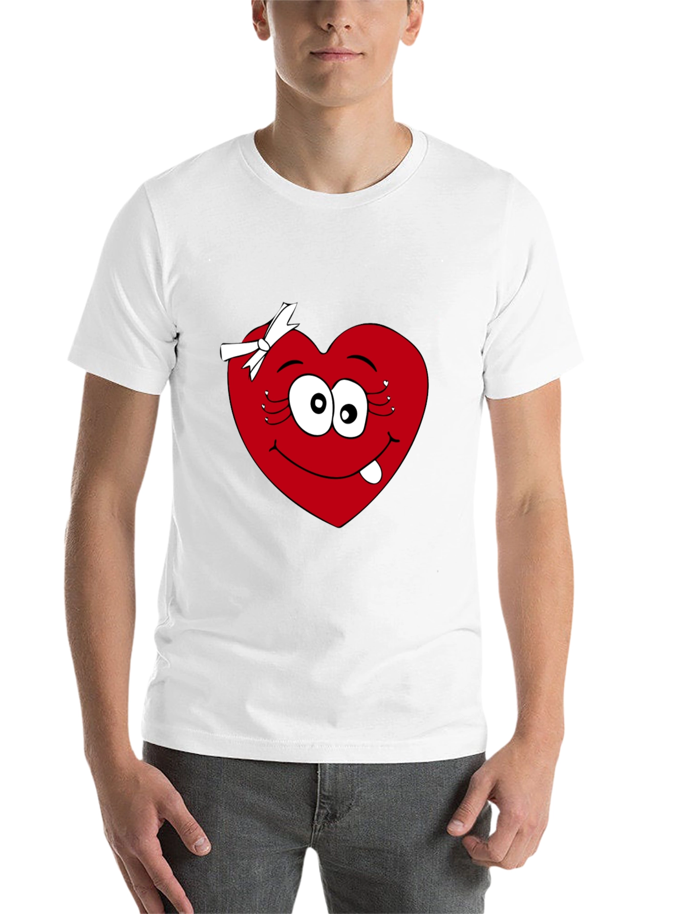 Black Funny Heart Face Black T-Shirt view 14