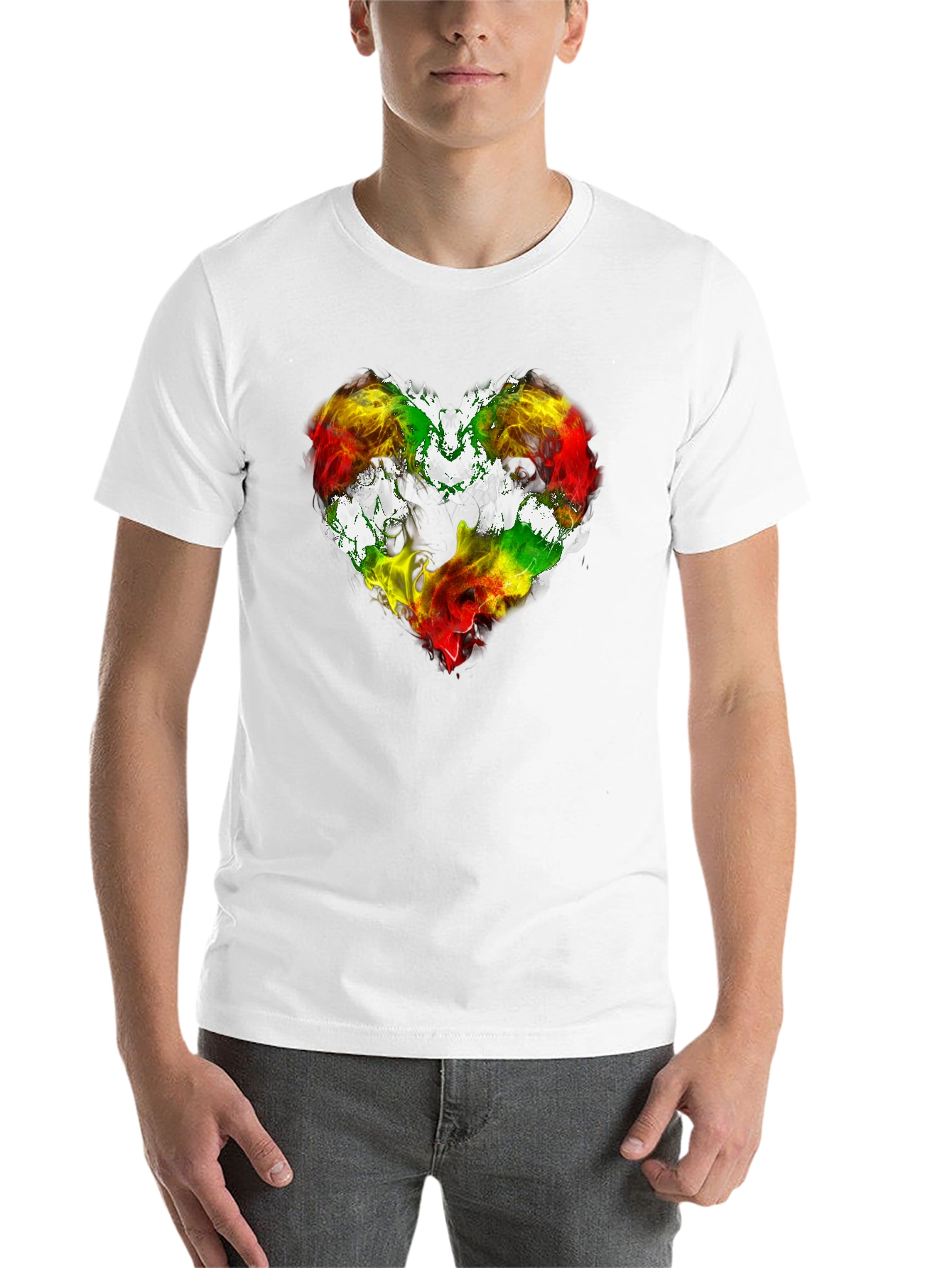 Black Rasta Heart Graphic T-Shirt - Love Reggae Music view 14