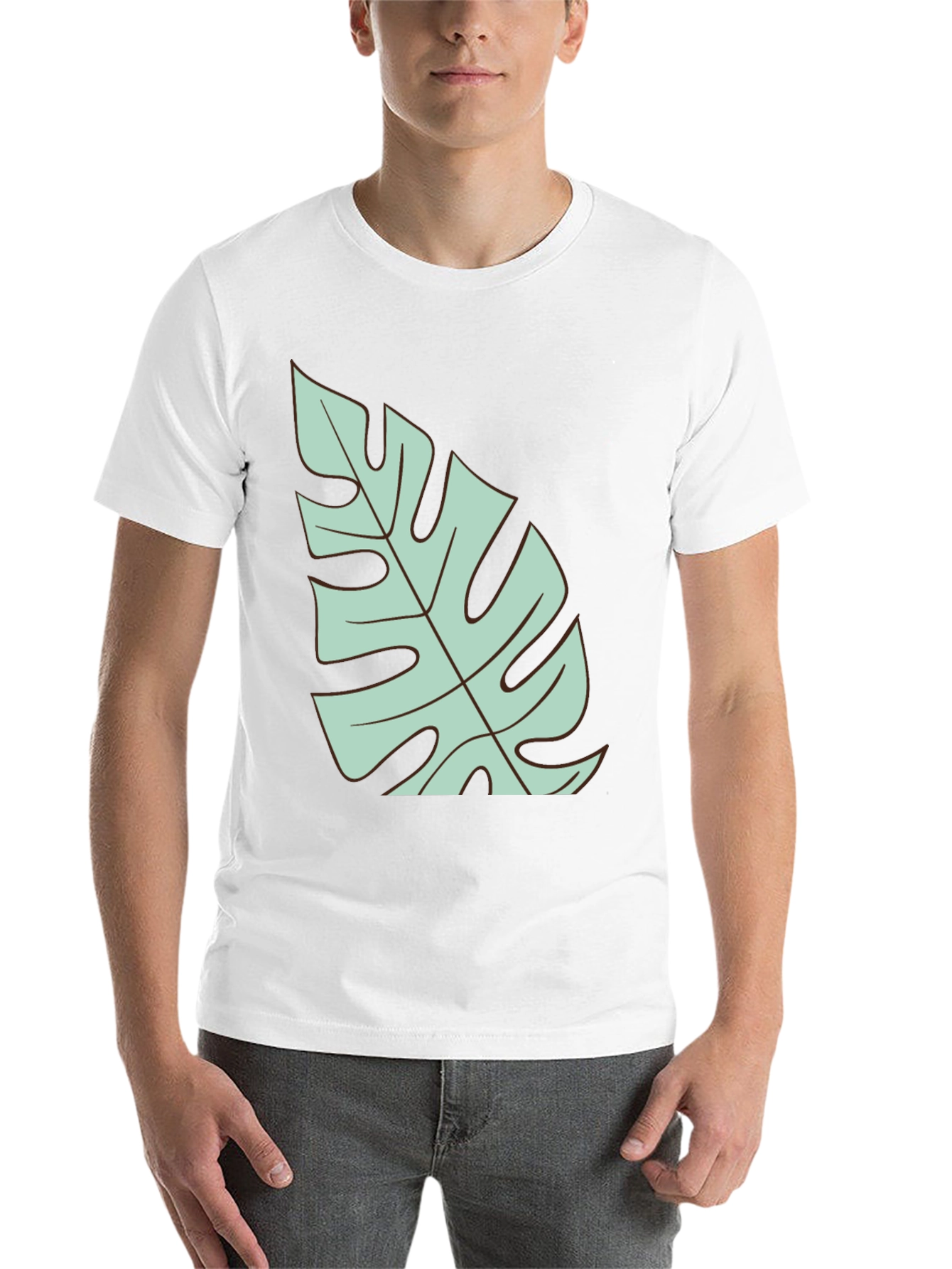 Black Tropical Monstera Leaf Graphic T-Shirt - Black view 14