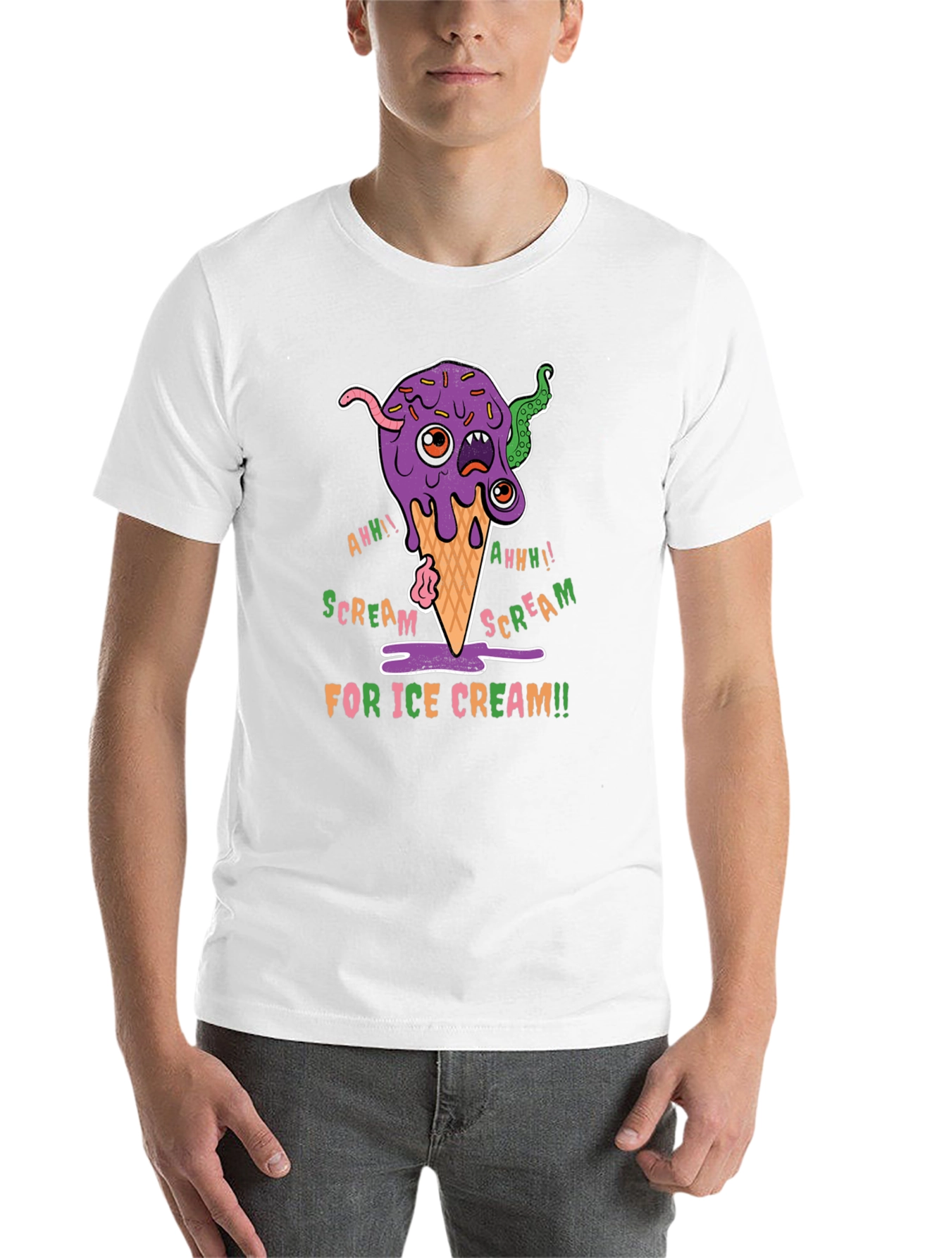 Black Scream for Ice Cream Graphic Tee - Fun Creepy Cartoon Design view 14