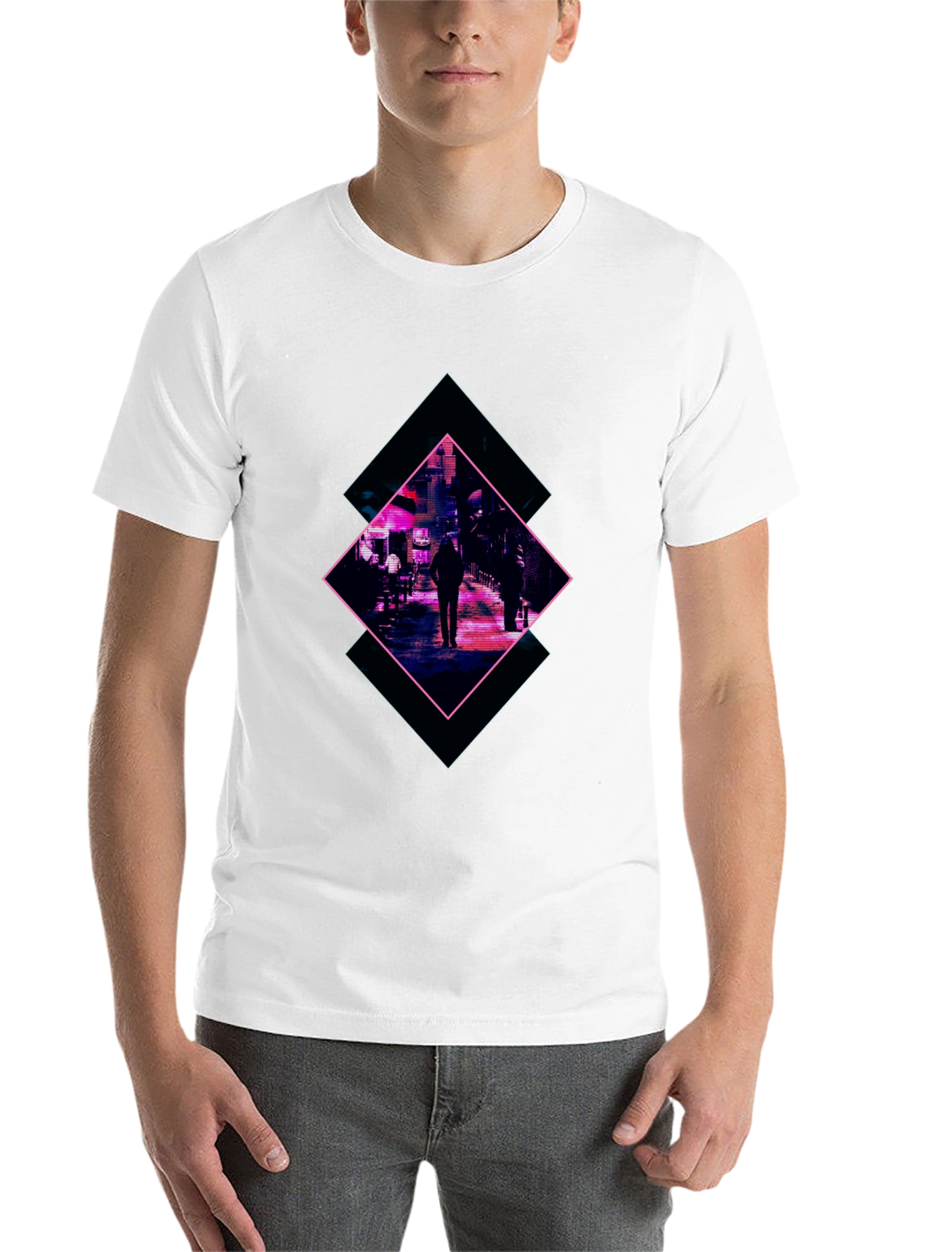Black Cyberpunk Street Scene Graphic Tee - Black view 14