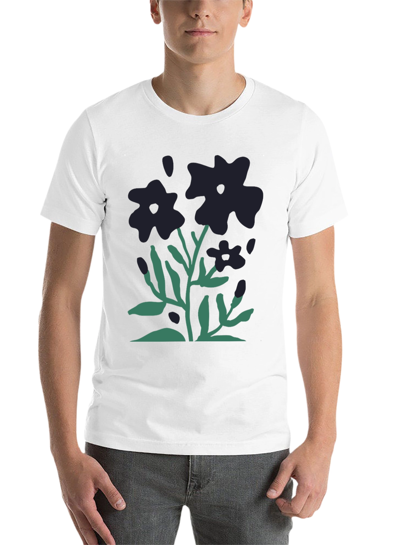 Black Floral Graphic Print Tee - Stylish Casual Comfort view 14