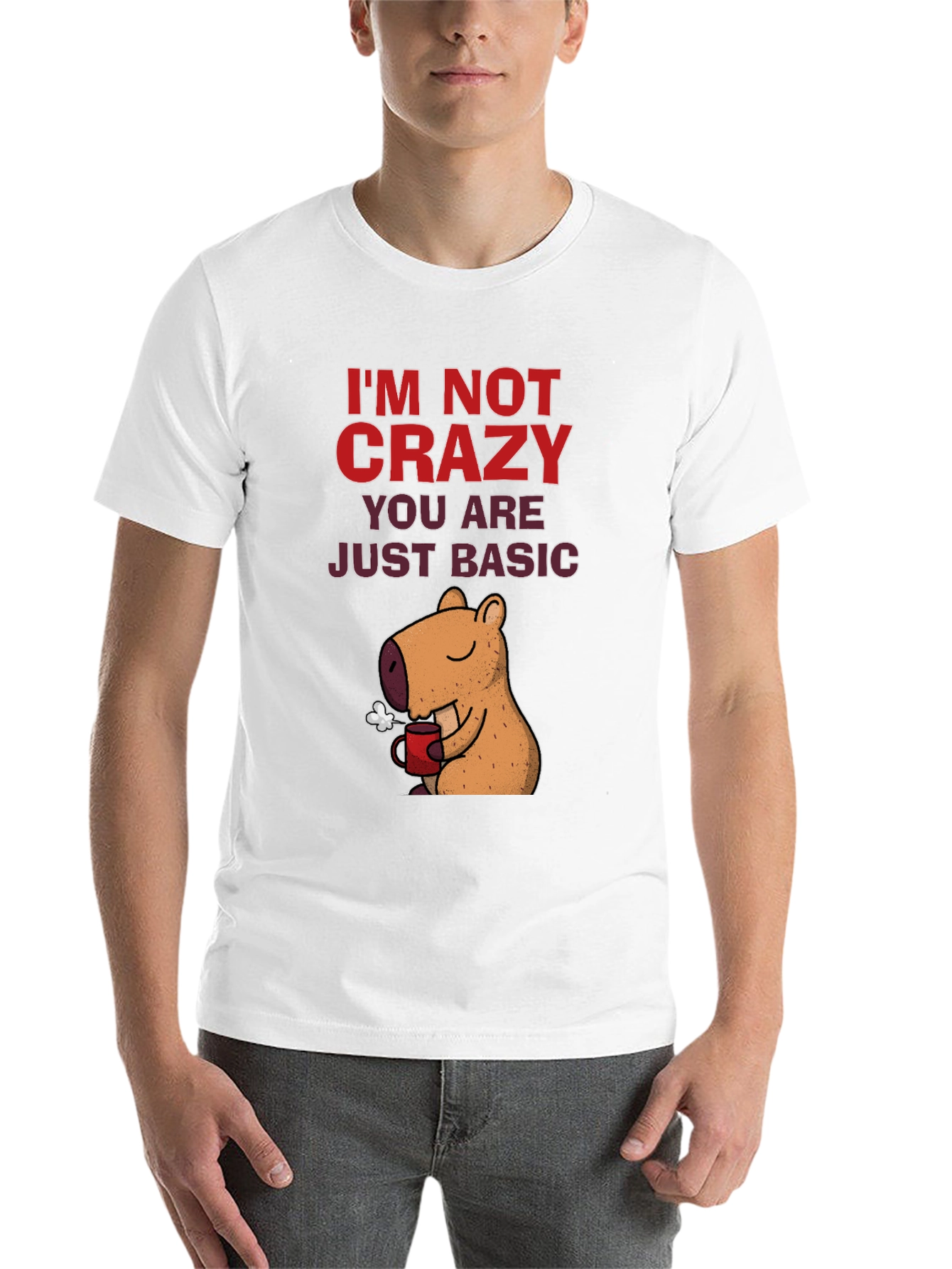 Black I'm Not Crazy Capybara T-Shirt view 14