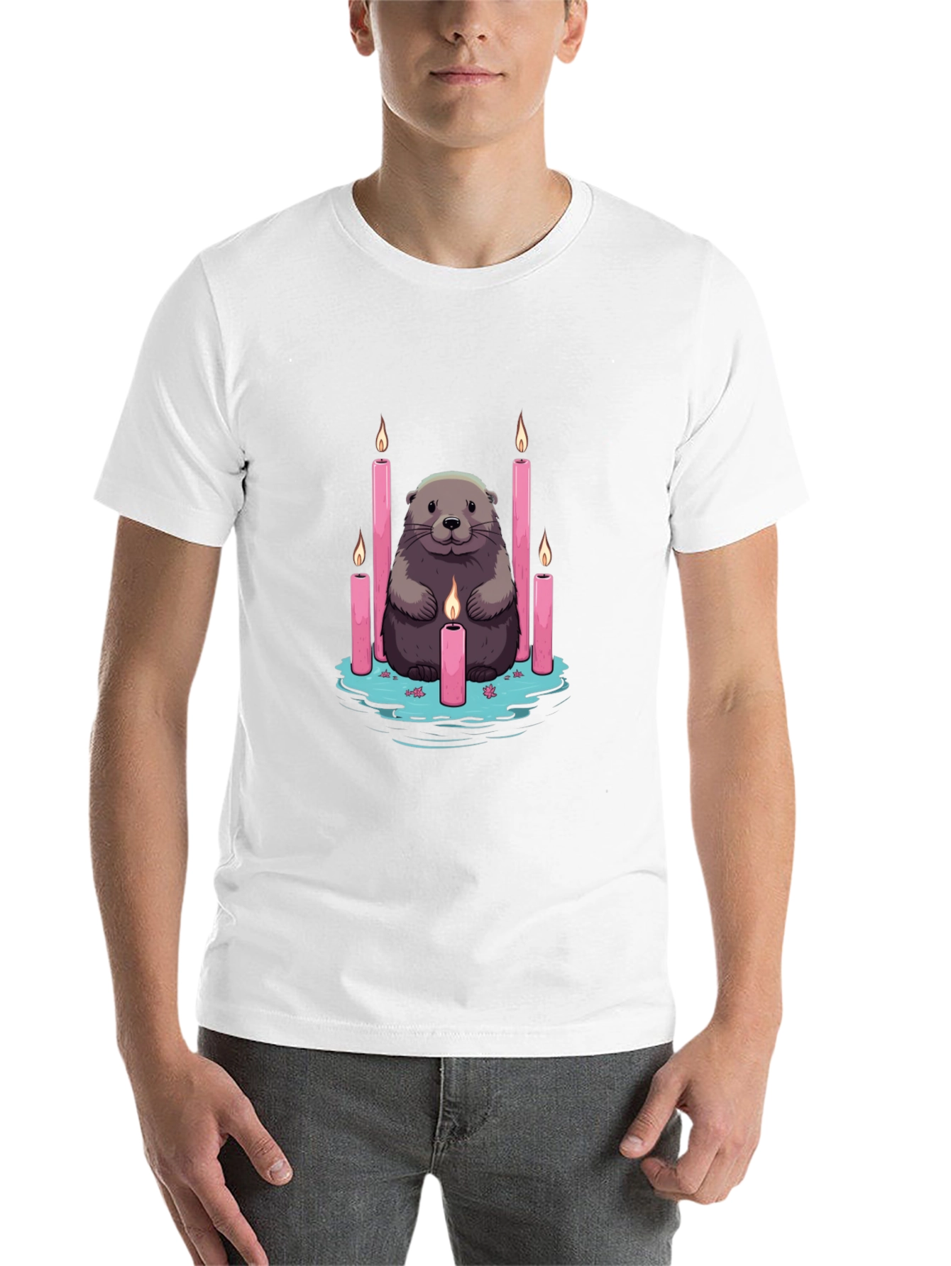 Otter Candle T-Shirt - Unique Design - 14