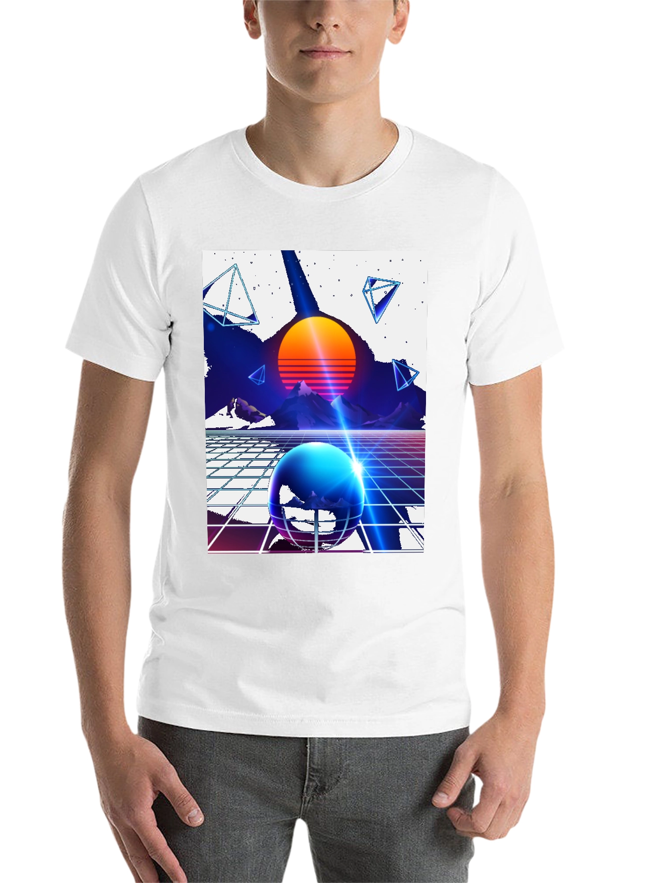 Black Retro Synthwave T-Shirt - 80s Inspired Design view 14