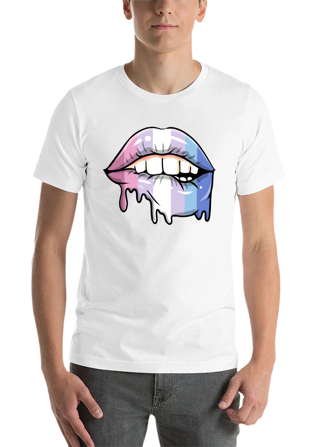 Black Trans Pride Lips T-Shirt - LGBTQ+ Pride Apparel view 14